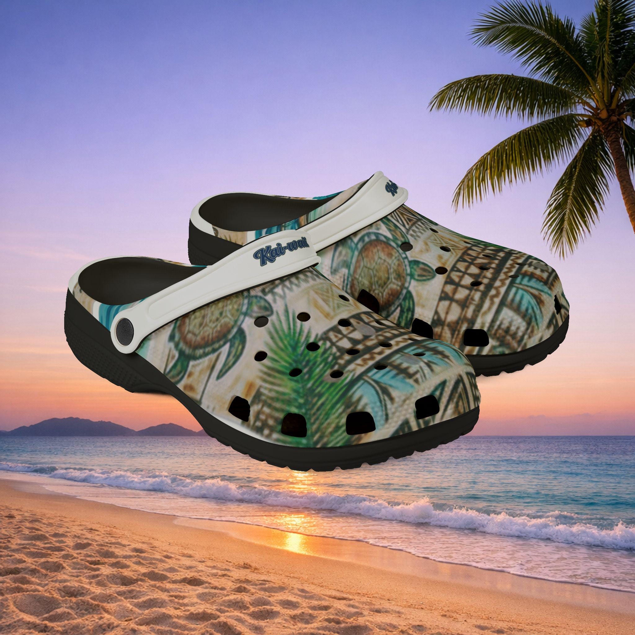 Tiki Palm Clogs — Tropical EVA Foam Slip-On Shoes