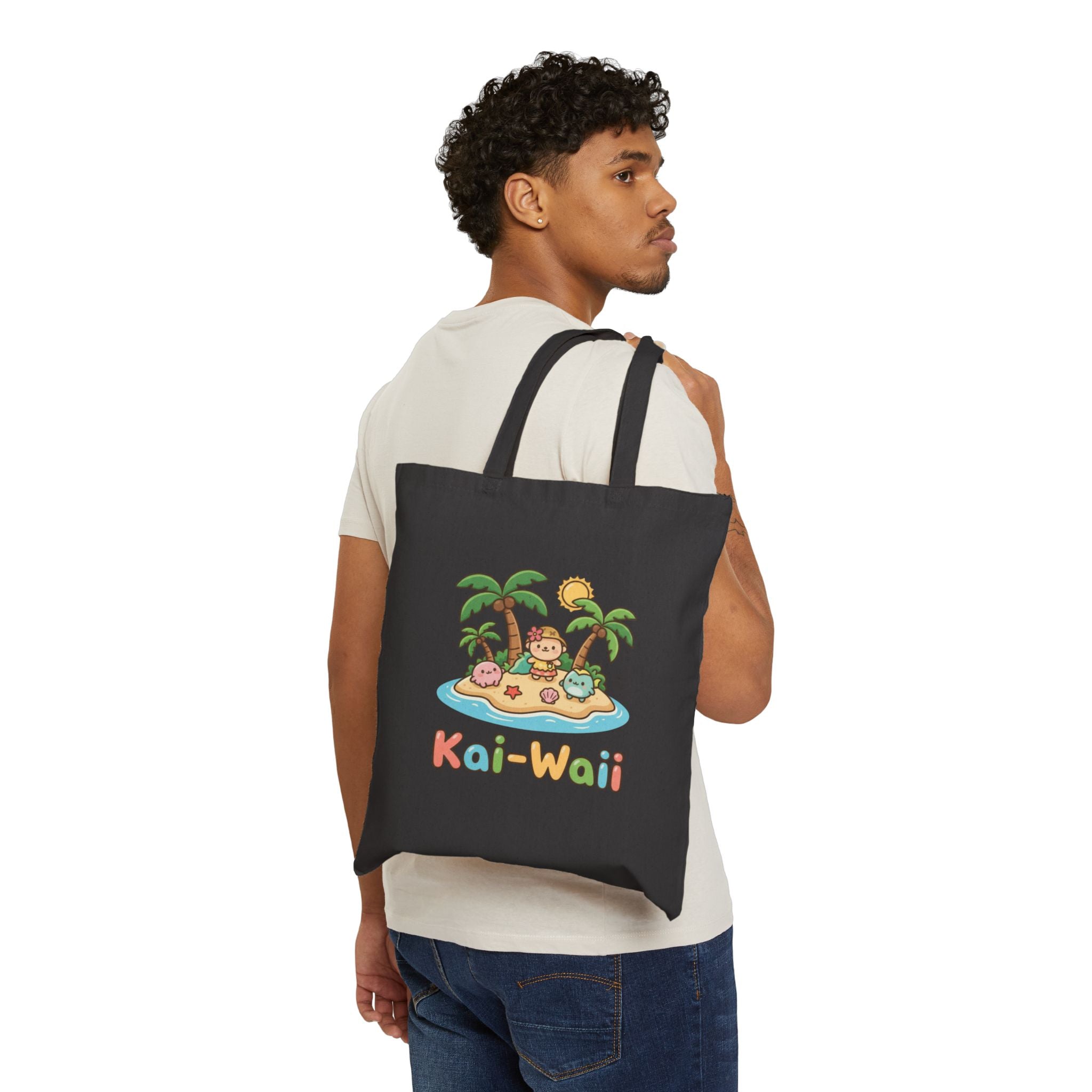 Kai-Waii Beach Tote Bag — Cute Island Cartoon Canvas Tote for Summer