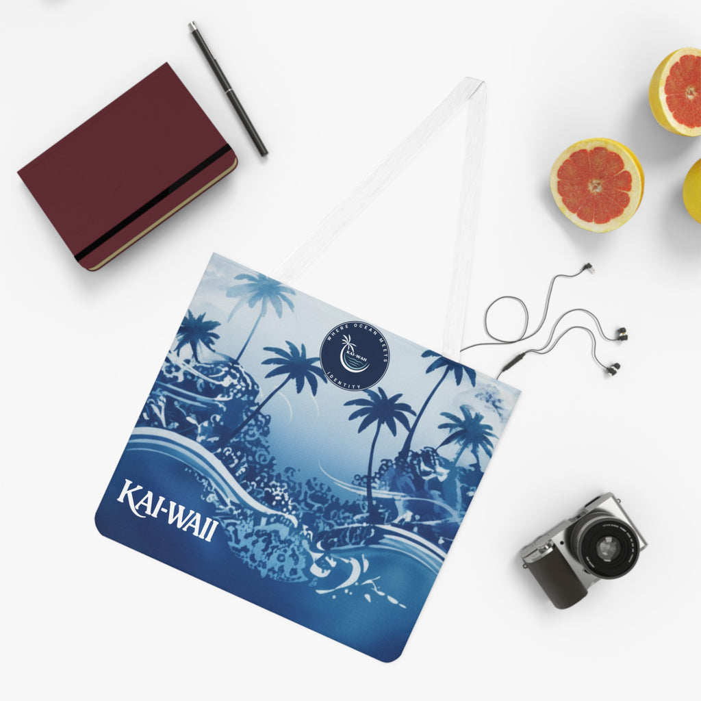 KAI-WAII Blue Palm Beach Tote Bag — Tropical Shoulder Tote