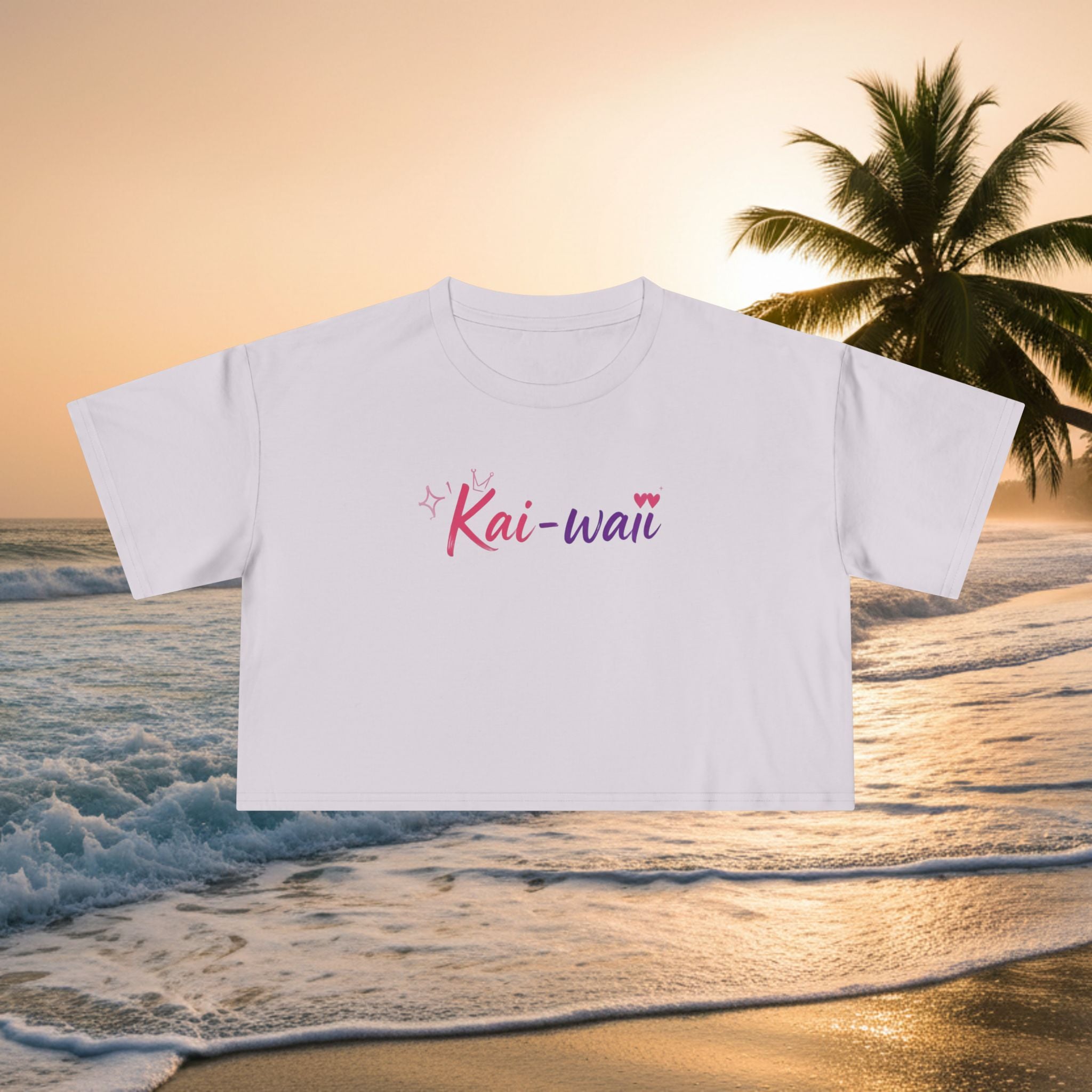 Crop Tee — "KAI-WAII" Minimal Script Graphic Top