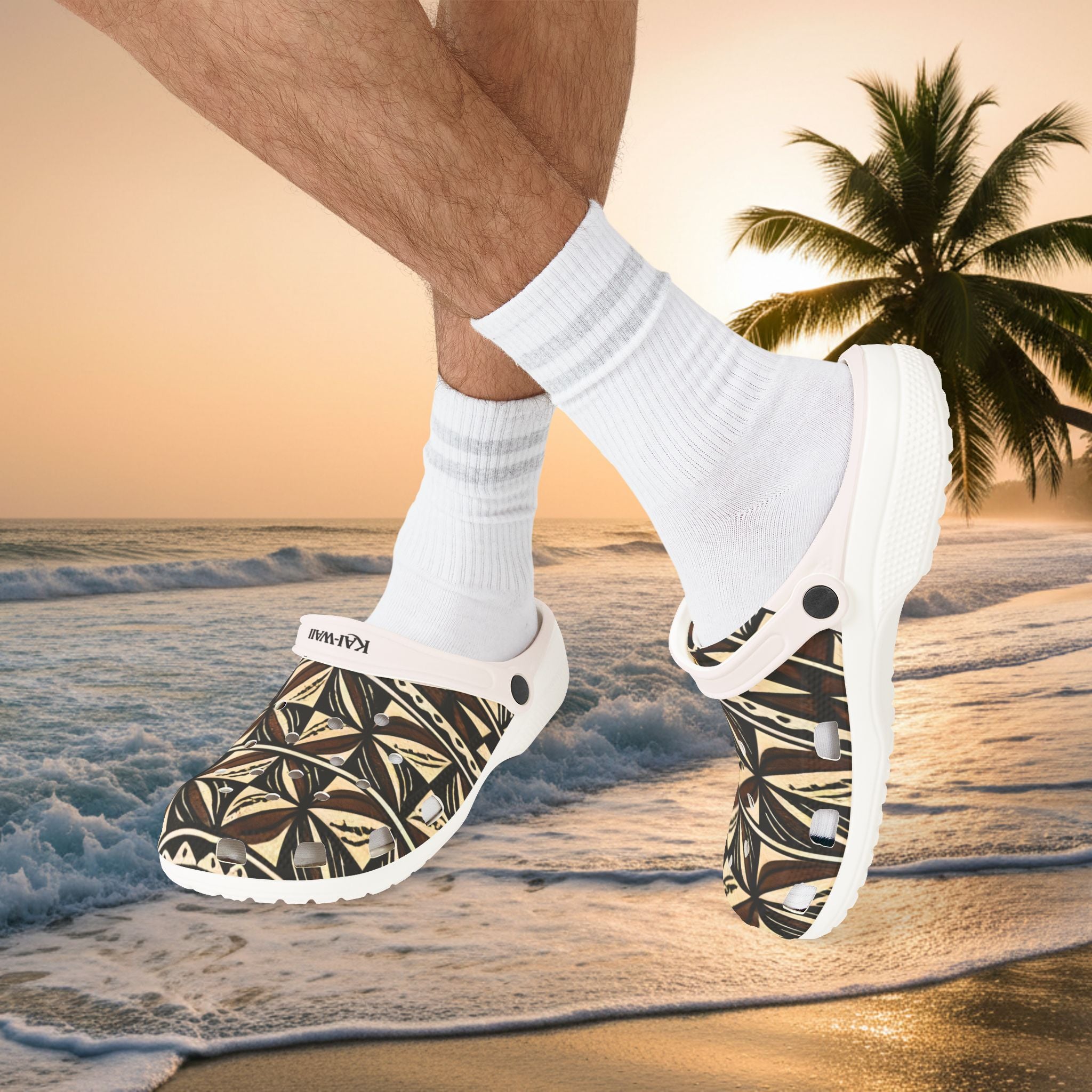 Tropical Tribal EVA Foam Clogs — Patterned Beach Slip-Ons