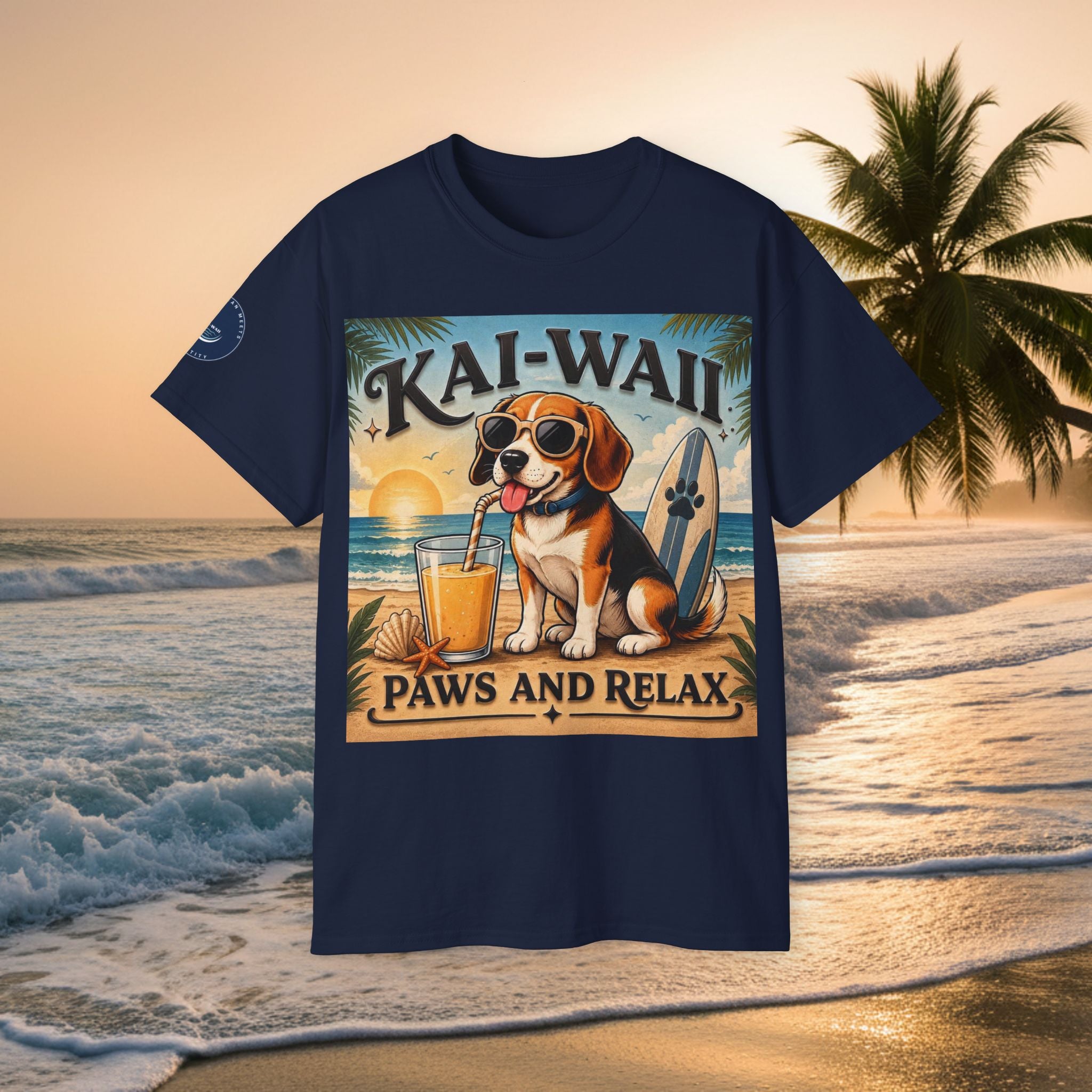 T-Shirt — KAI-WAII 'Paws and Relax' Beach Dog Graphic Tee