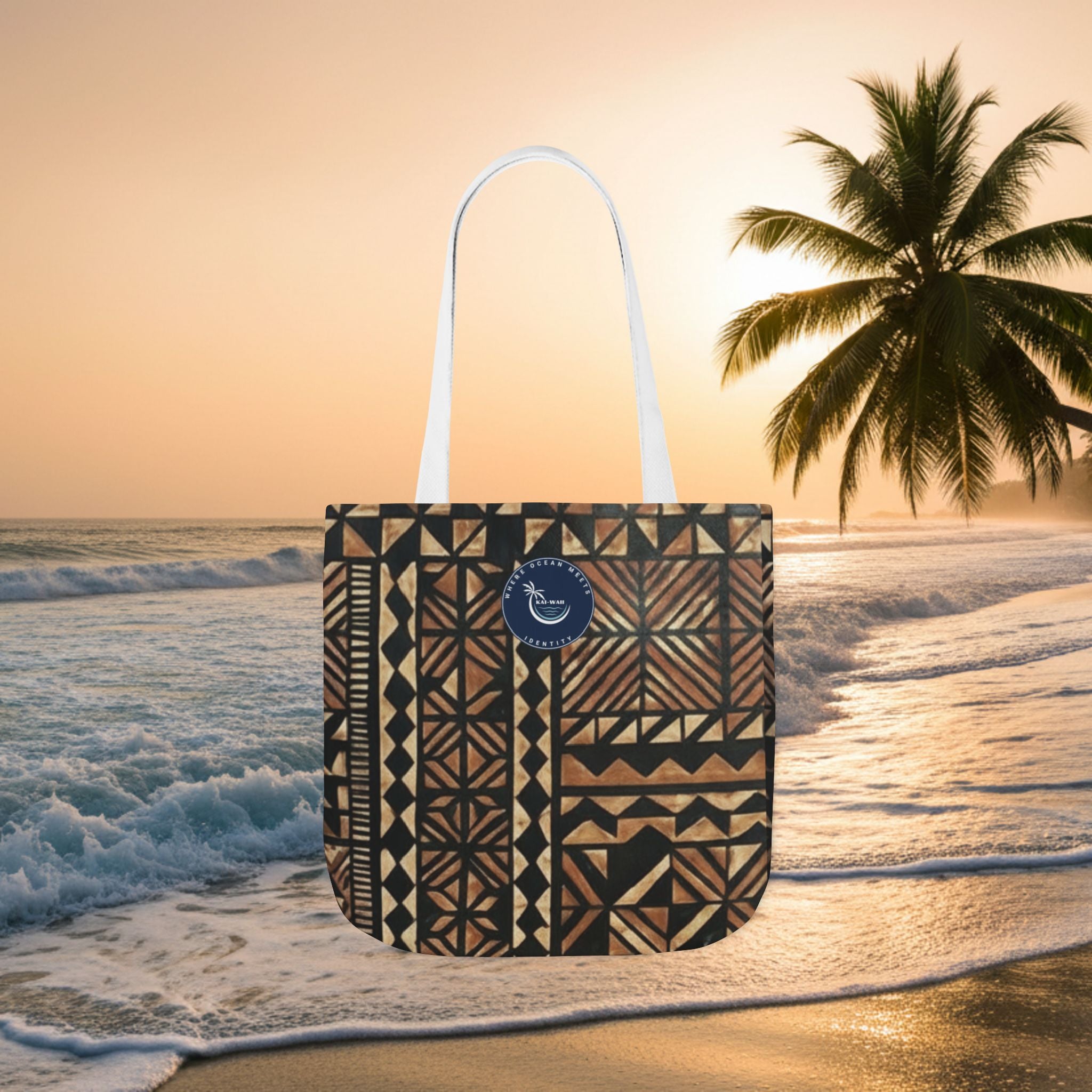 Tribal Pattern Canvas Tote Bag — Beach Market Tote Bag