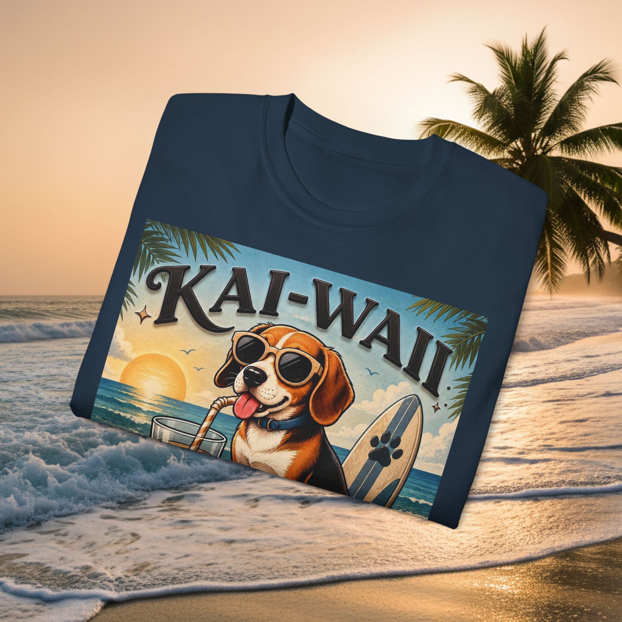 T-Shirt — KAI-WAII 'Paws and Relax' Beach Dog Graphic Tee