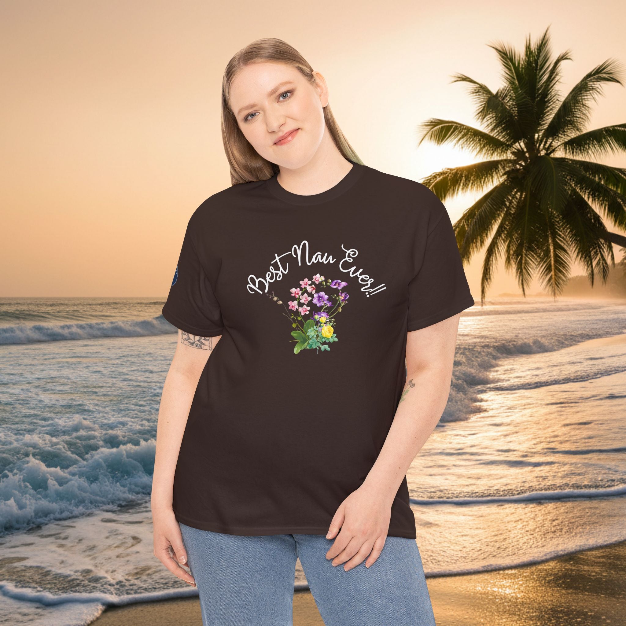 'Best Nau Ever' Floral T-Shirt — Gift Tee for Grandma, Mother's Day & Birthday