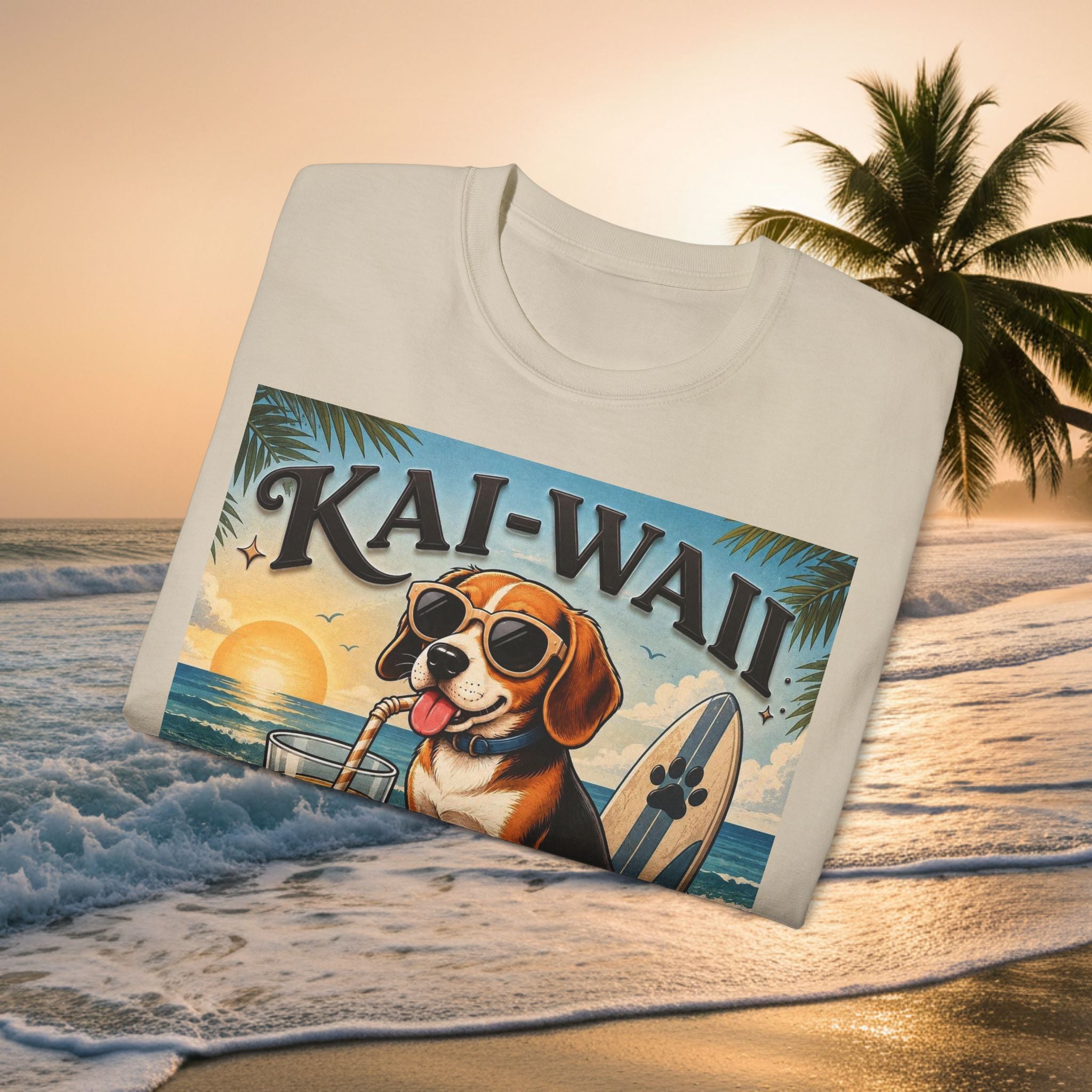 T-Shirt — KAI-WAII 'Paws and Relax' Beach Dog Graphic Tee
