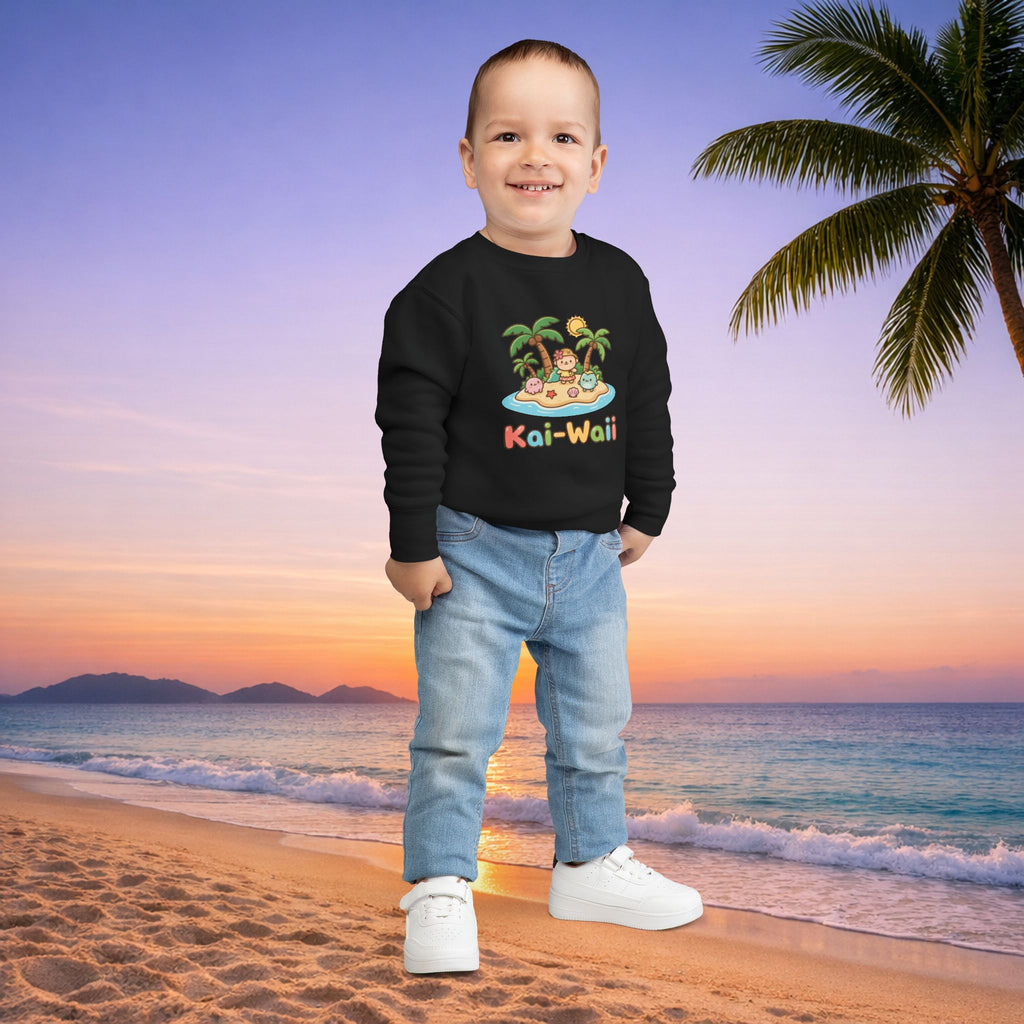 Kai-Waii Island Toddler Sweatshirt — Cute Hawaiian Palm Beach Graphic