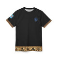Tribal Accent Tee — Black All-Over Print with Heritage Border