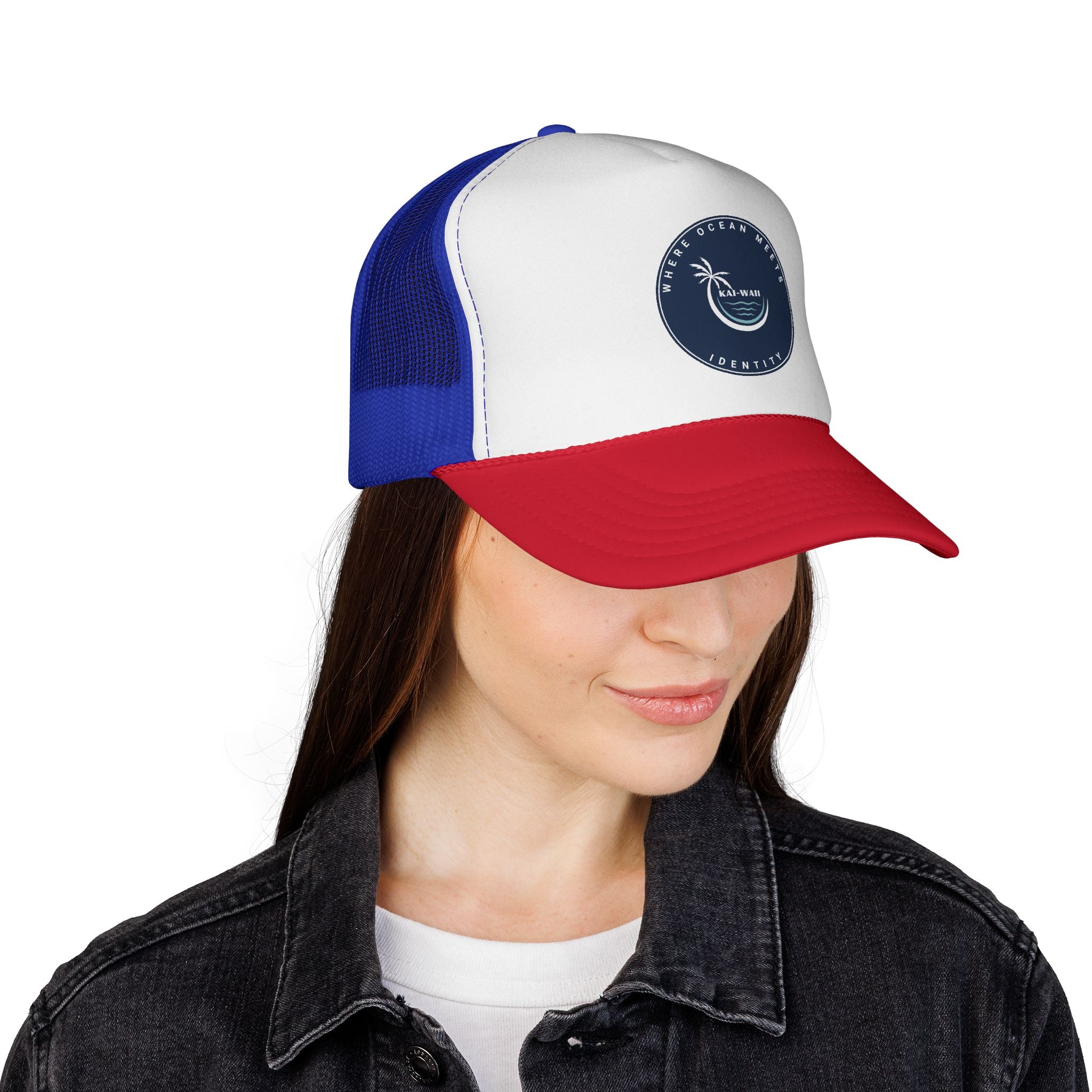 Coastal Vibes Trucker Cap — Ocean Club Palm Patch Snapback