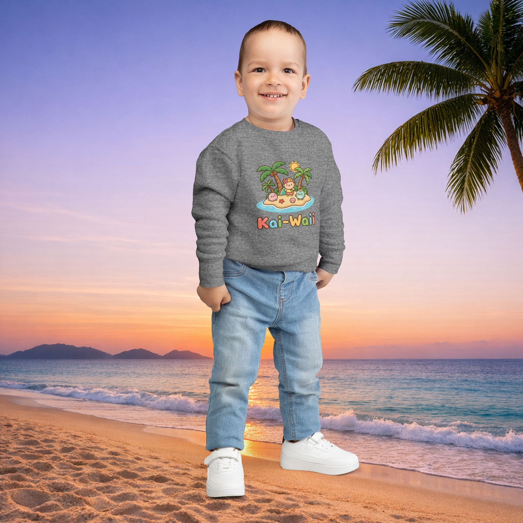 Kai-Waii Island Toddler Sweatshirt — Cute Hawaiian Palm Beach Graphic