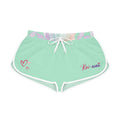 Kai-Waii Pastel Mint Women's Relaxed Shorts — Cute Heart Graphic Lounge Shorts