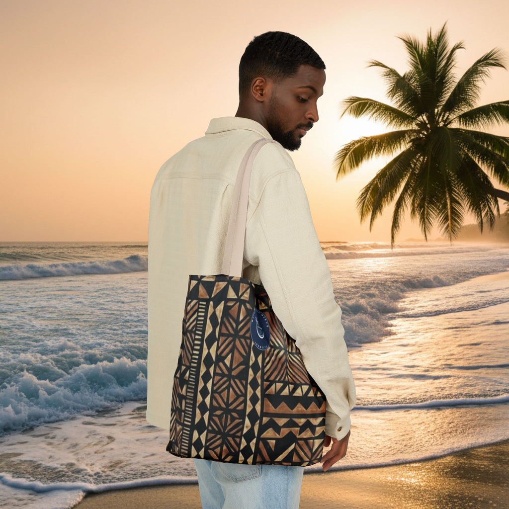 Tribal Pattern Canvas Tote Bag — Beach Market Tote Bag