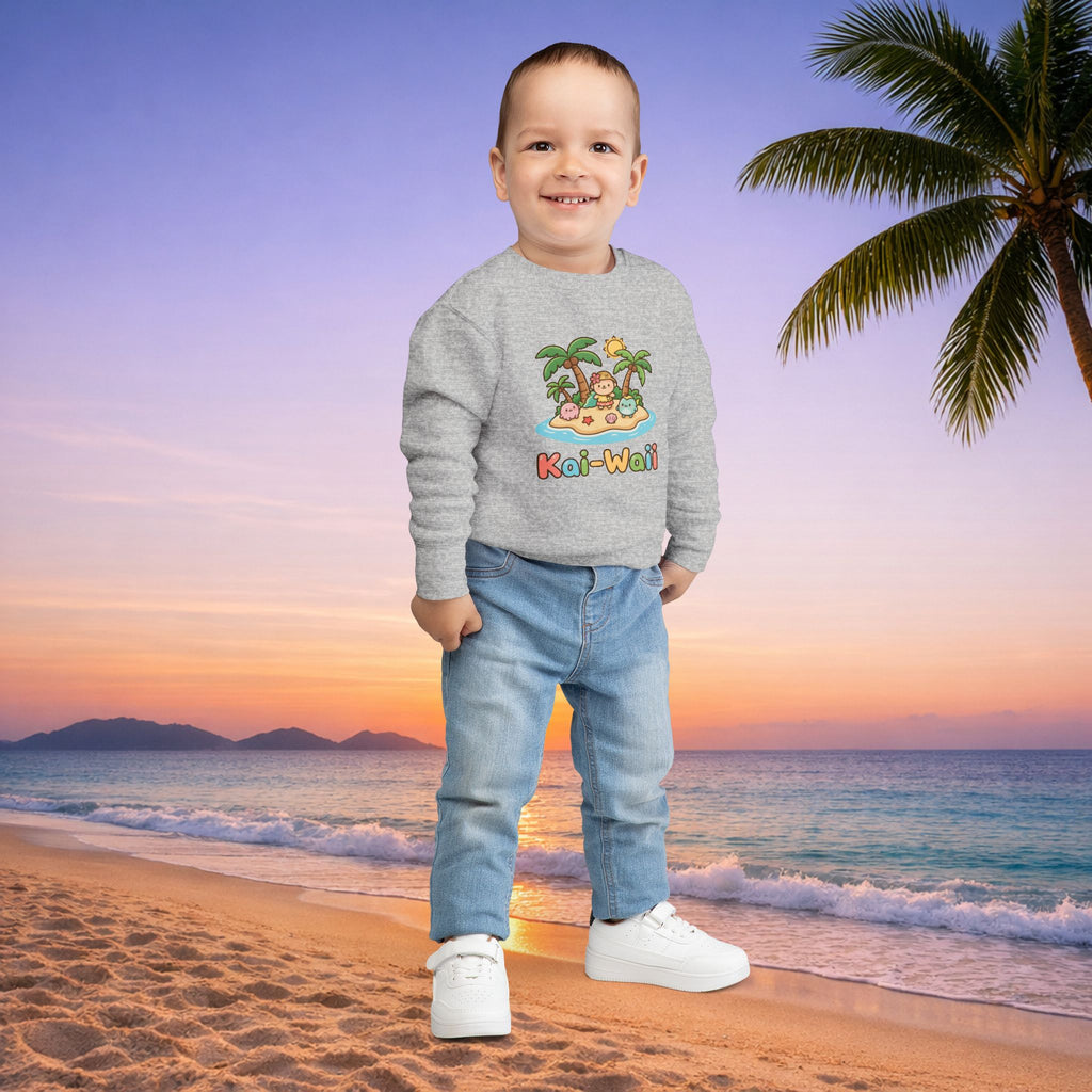 Kai-Waii Island Toddler Sweatshirt — Cute Hawaiian Palm Beach Graphic
