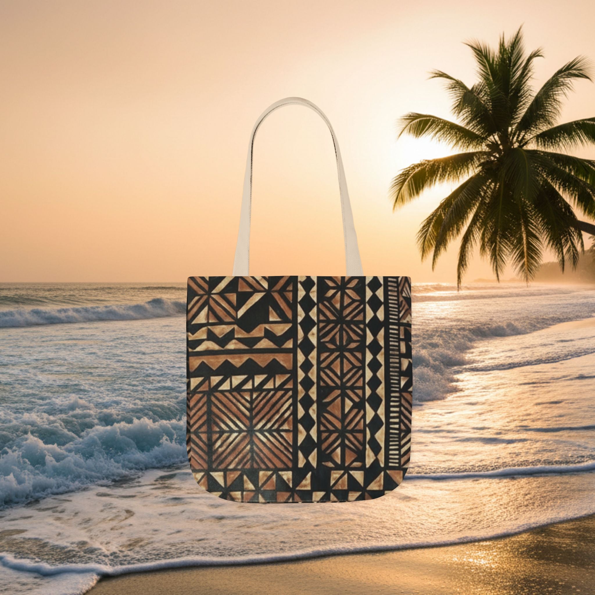 Tribal Pattern Canvas Tote Bag — Beach Market Tote Bag