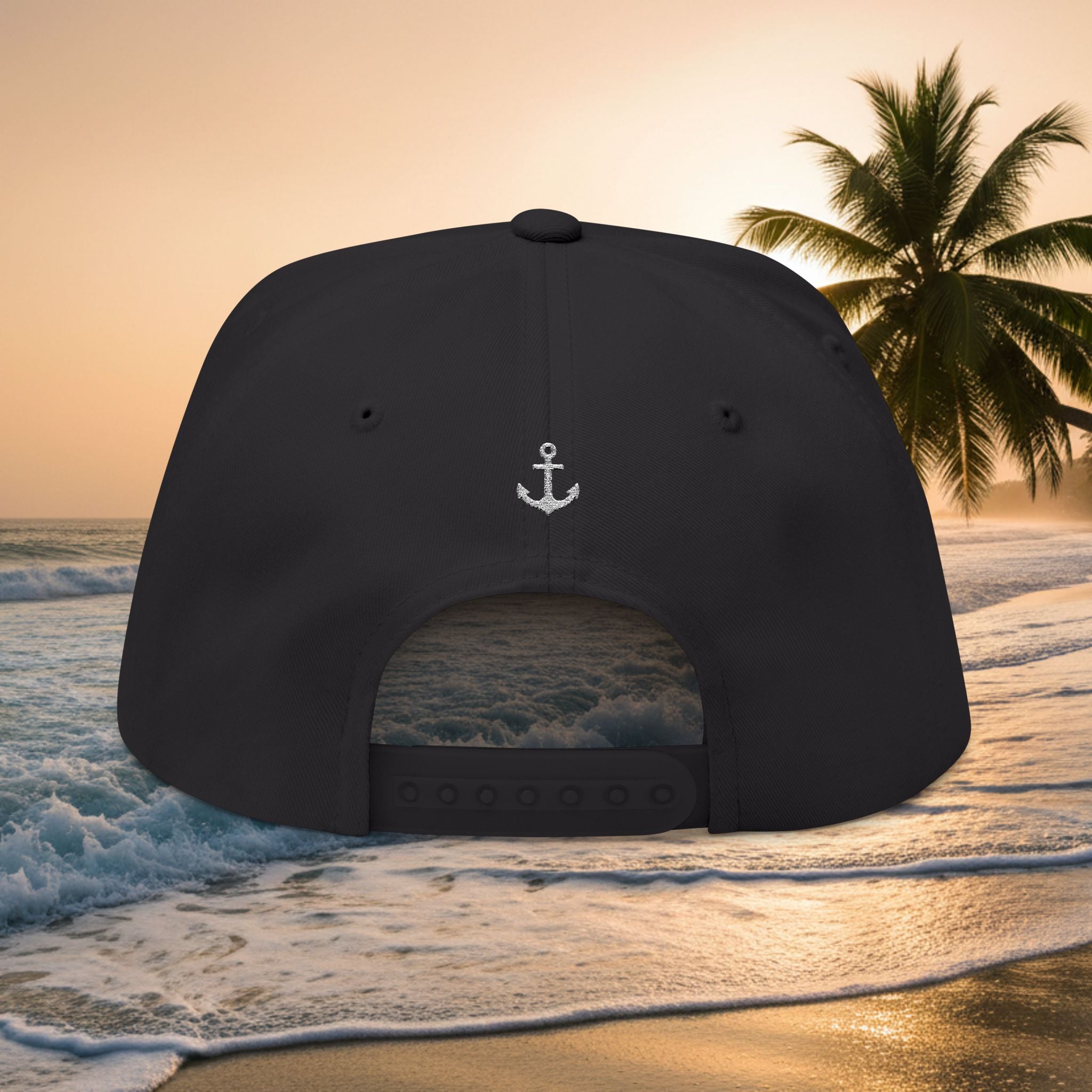 Kai-Wai Embroidered Flat Bill Cap — Nautical Beach Snapback [Personalizable]