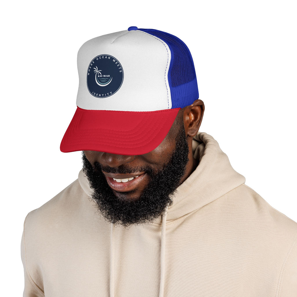 Coastal Vibes Trucker Cap — Ocean Club Palm Patch Snapback