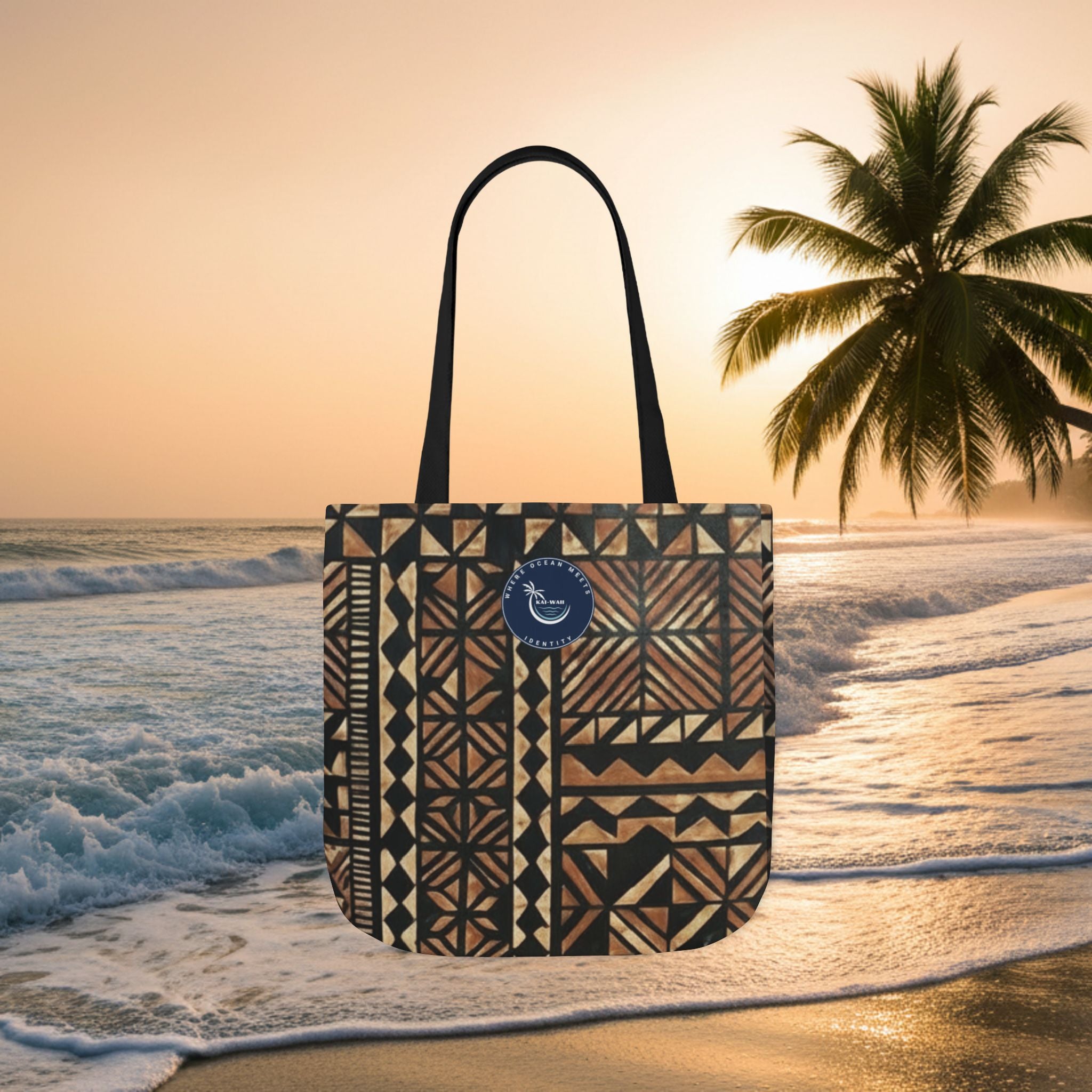 Tribal Pattern Canvas Tote Bag — Beach Market Tote Bag