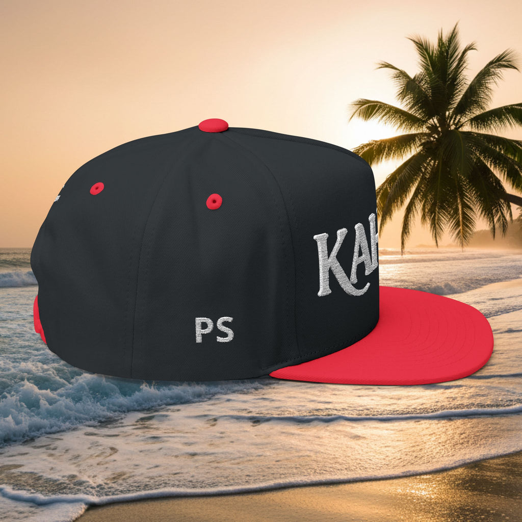 Kai-Wai Embroidered Flat Bill Cap — Nautical Beach Snapback [Personalizable]