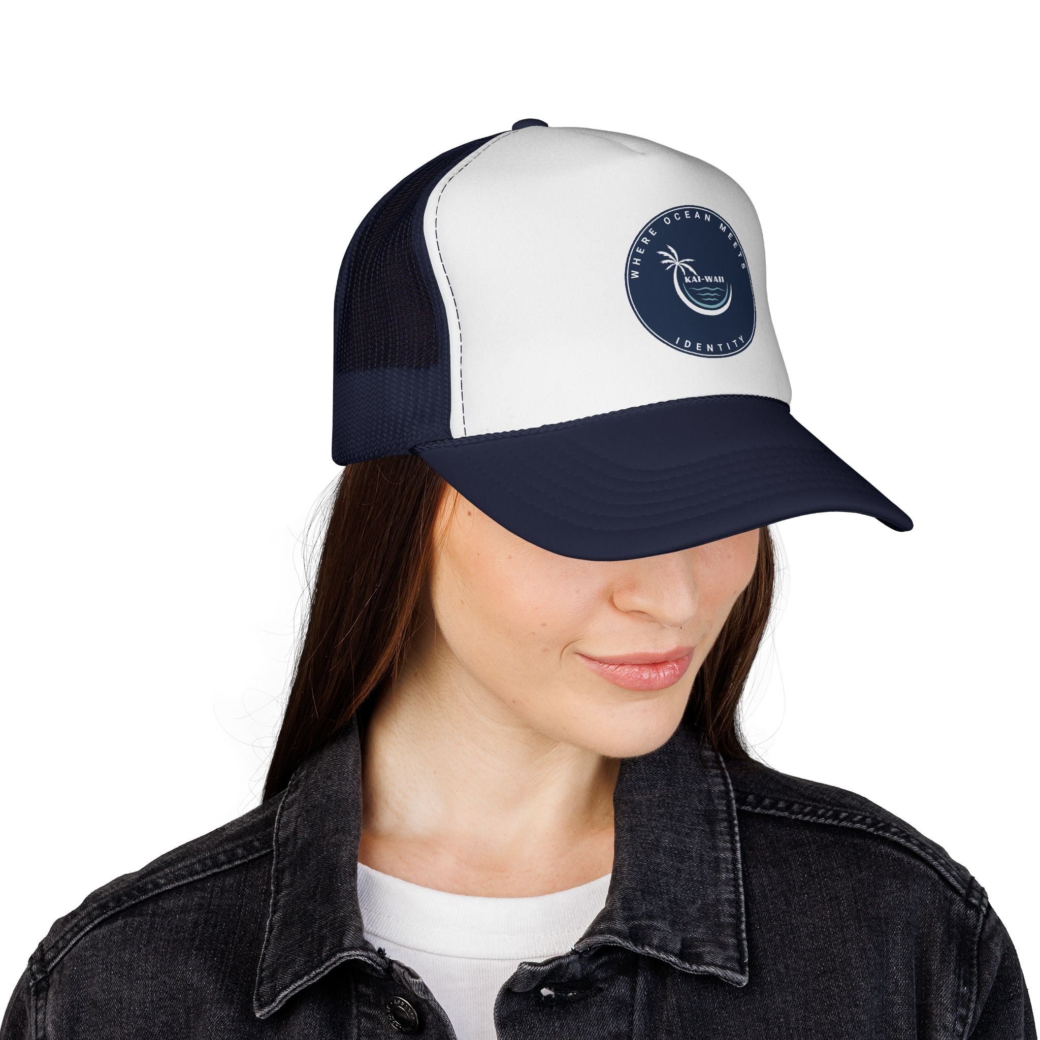 Coastal Vibes Trucker Cap — Ocean Club Palm Patch Snapback