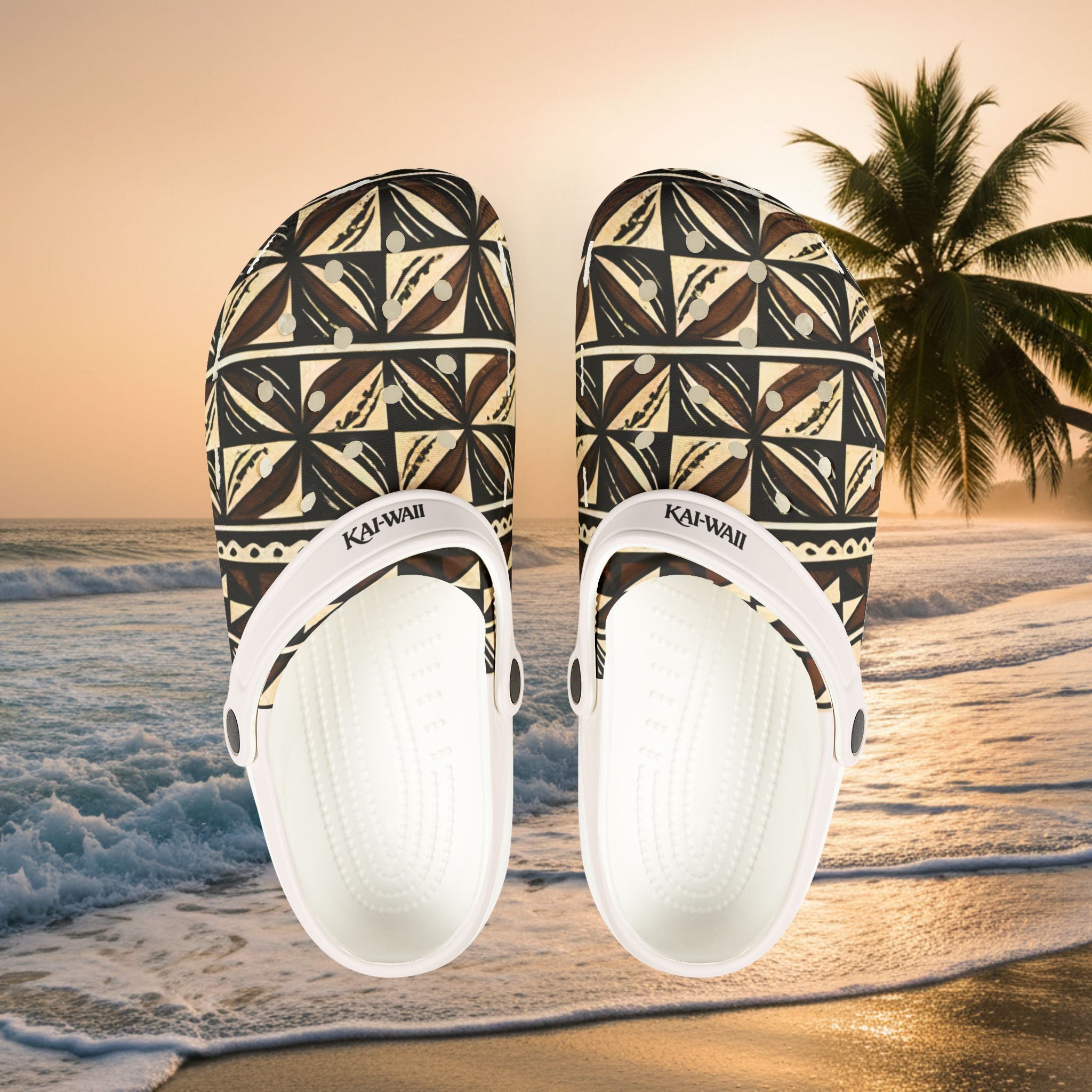 Tropical Tribal EVA Foam Clogs — Patterned Beach Slip-Ons