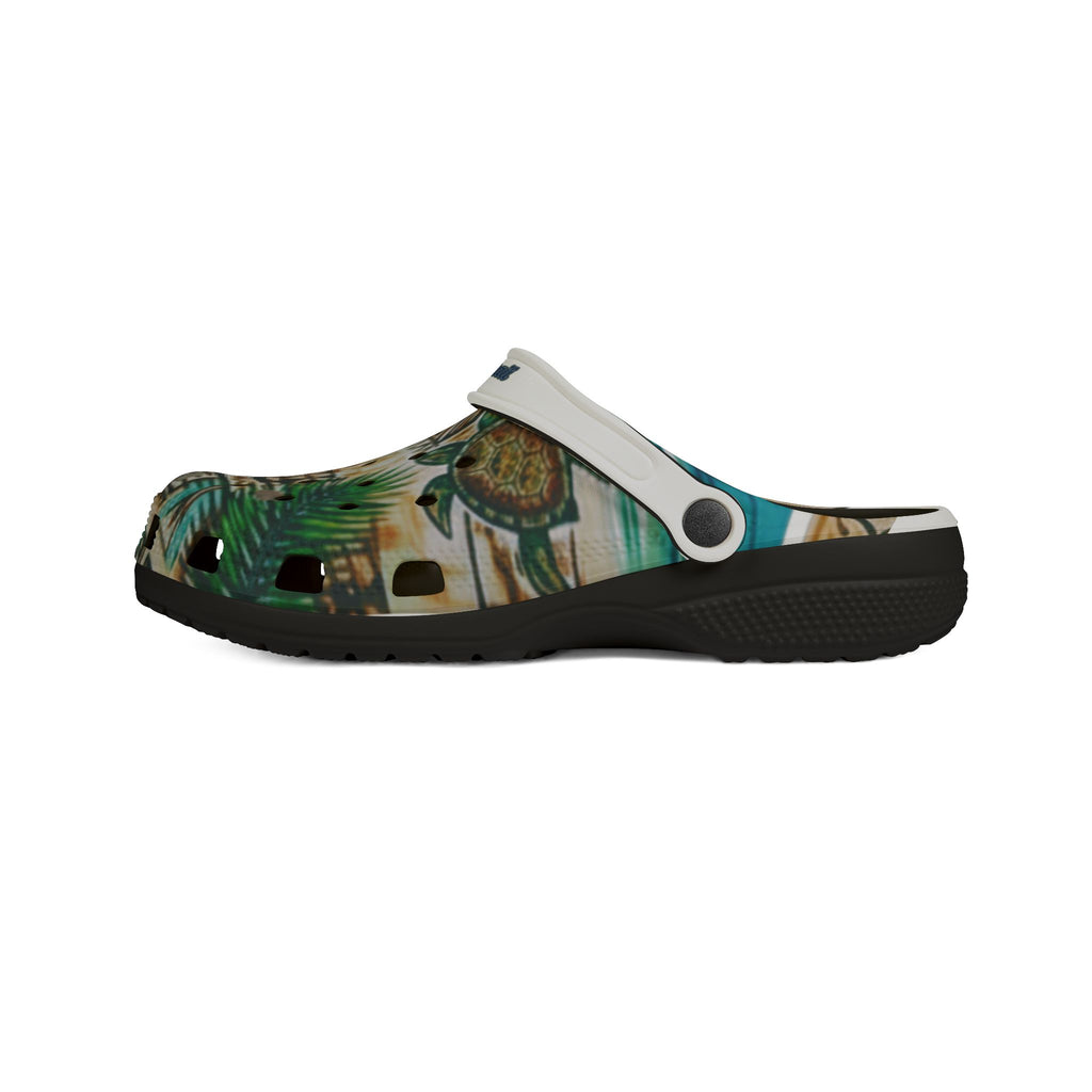 Tiki Palm Clogs — Tropical EVA Foam Slip-On Shoes