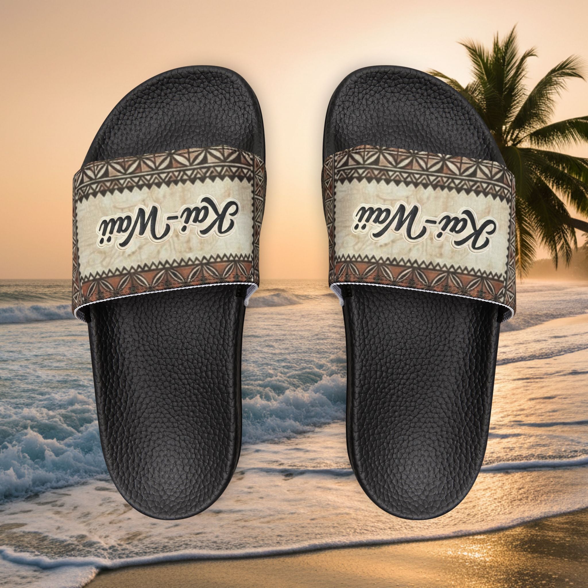 Women's Removable‑Strap Sandals — Boho Script Slide Sandals