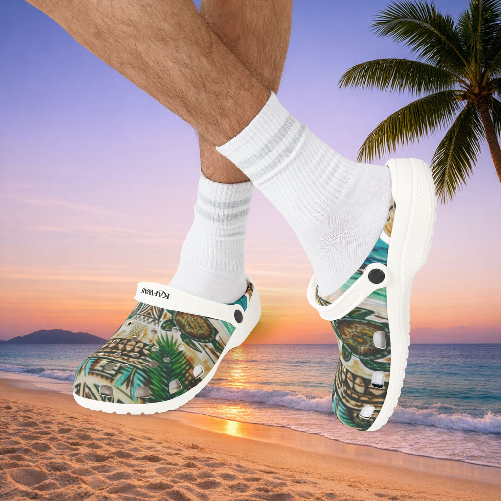 Tiki Palm Clogs — Tropical EVA Foam Slip-On Shoes