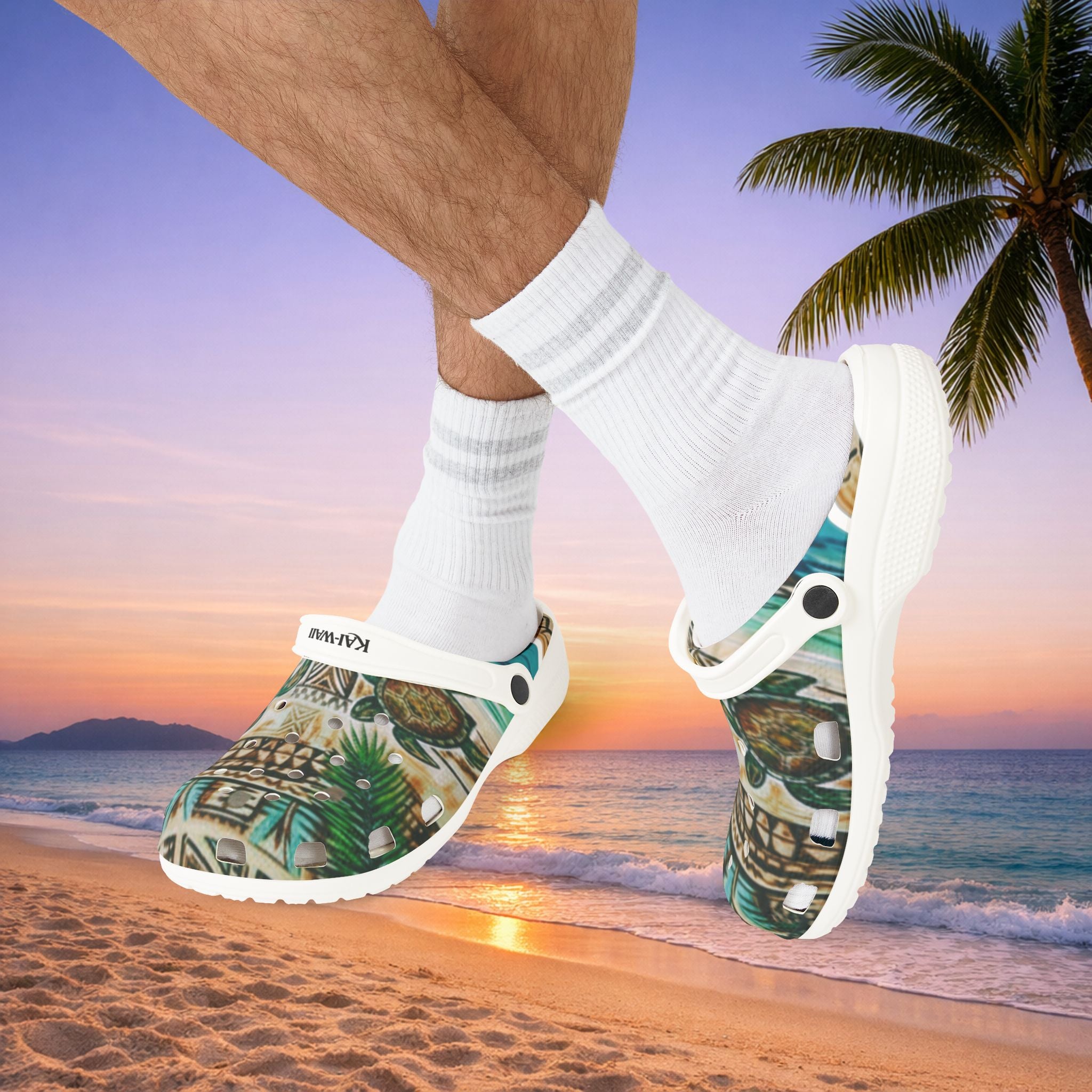 Tiki Palm Clogs — Tropical EVA Foam Slip-On Shoes