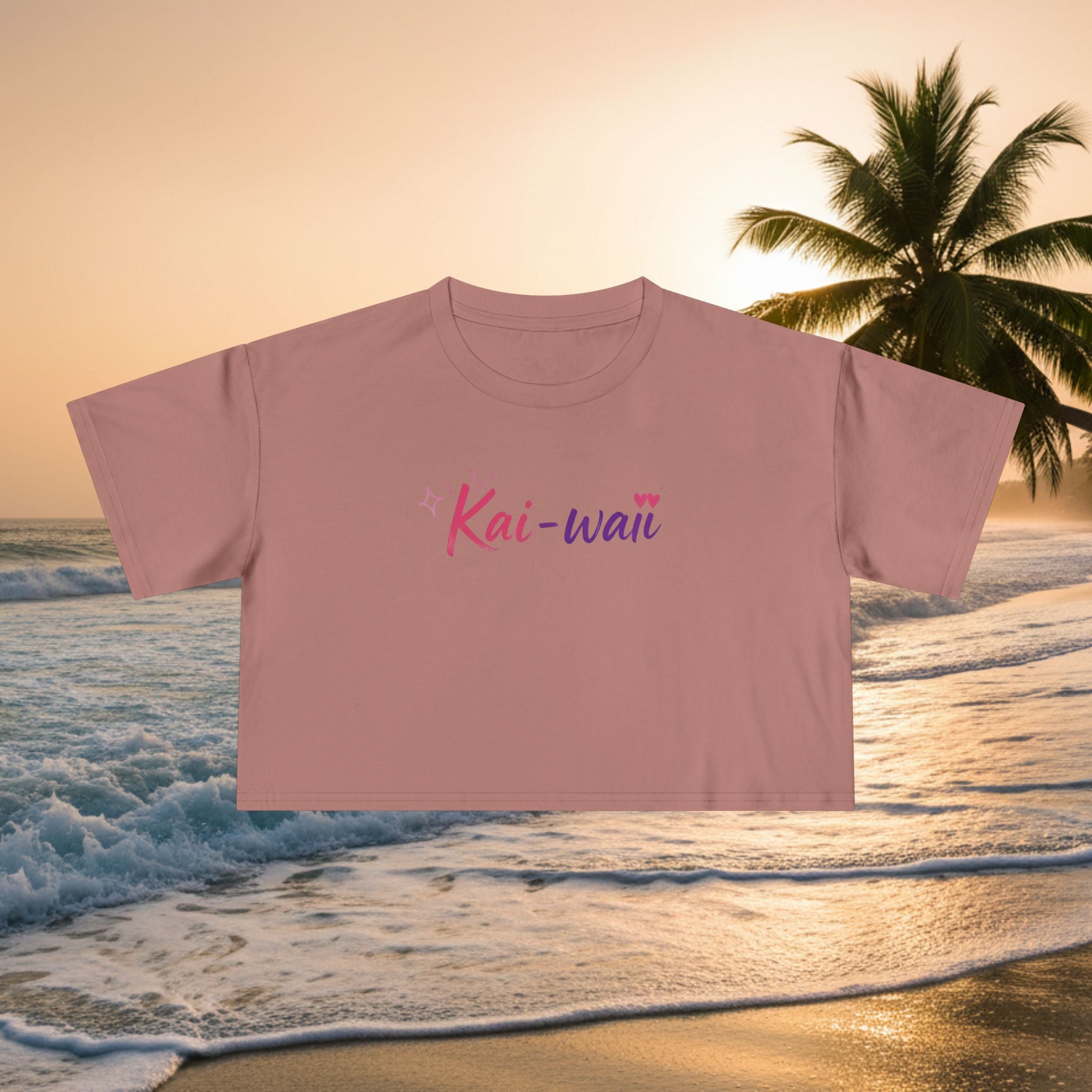 Crop Tee — "KAI-WAII" Minimal Script Graphic Top