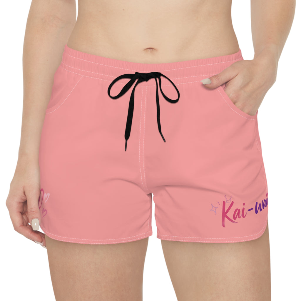 Women's Pink 'KAI-WAII' Cute Heart Lounge Shorts