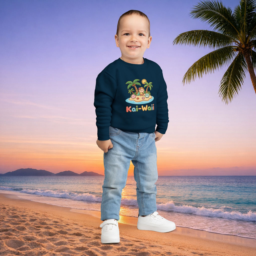 Kai-Waii Island Toddler Sweatshirt — Cute Hawaiian Palm Beach Graphic