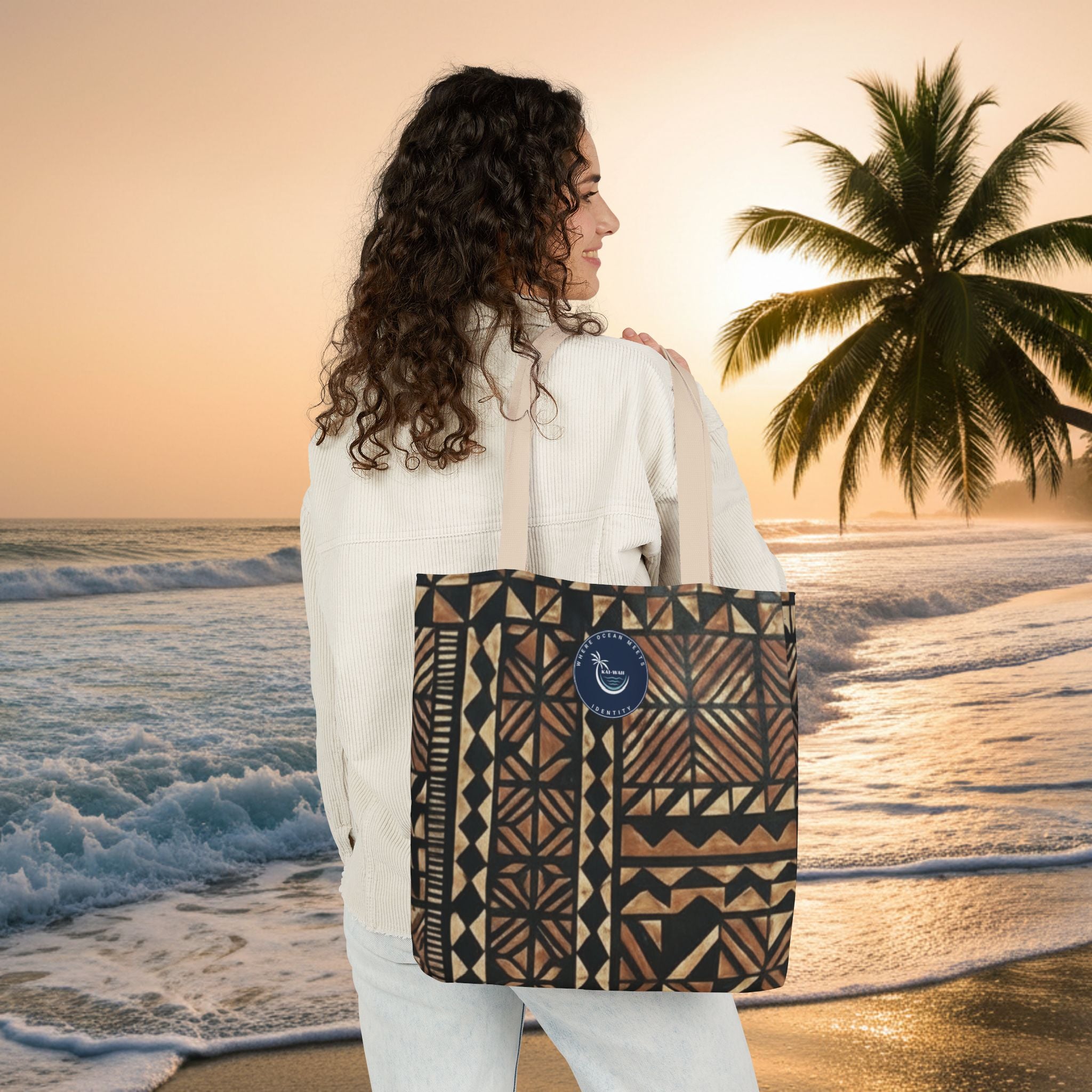 Tribal Pattern Canvas Tote Bag — Beach Market Tote Bag