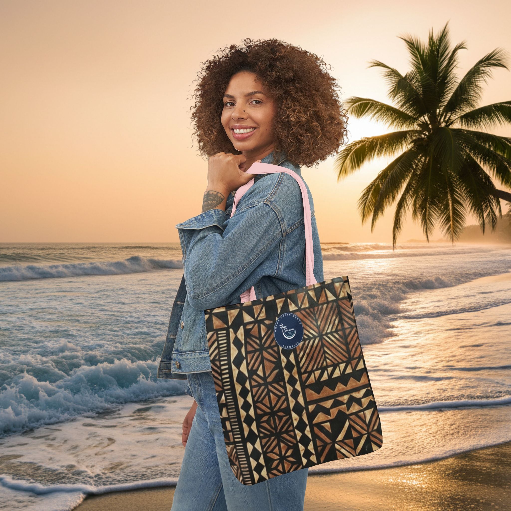 Tribal Pattern Canvas Tote Bag — Beach Market Tote Bag