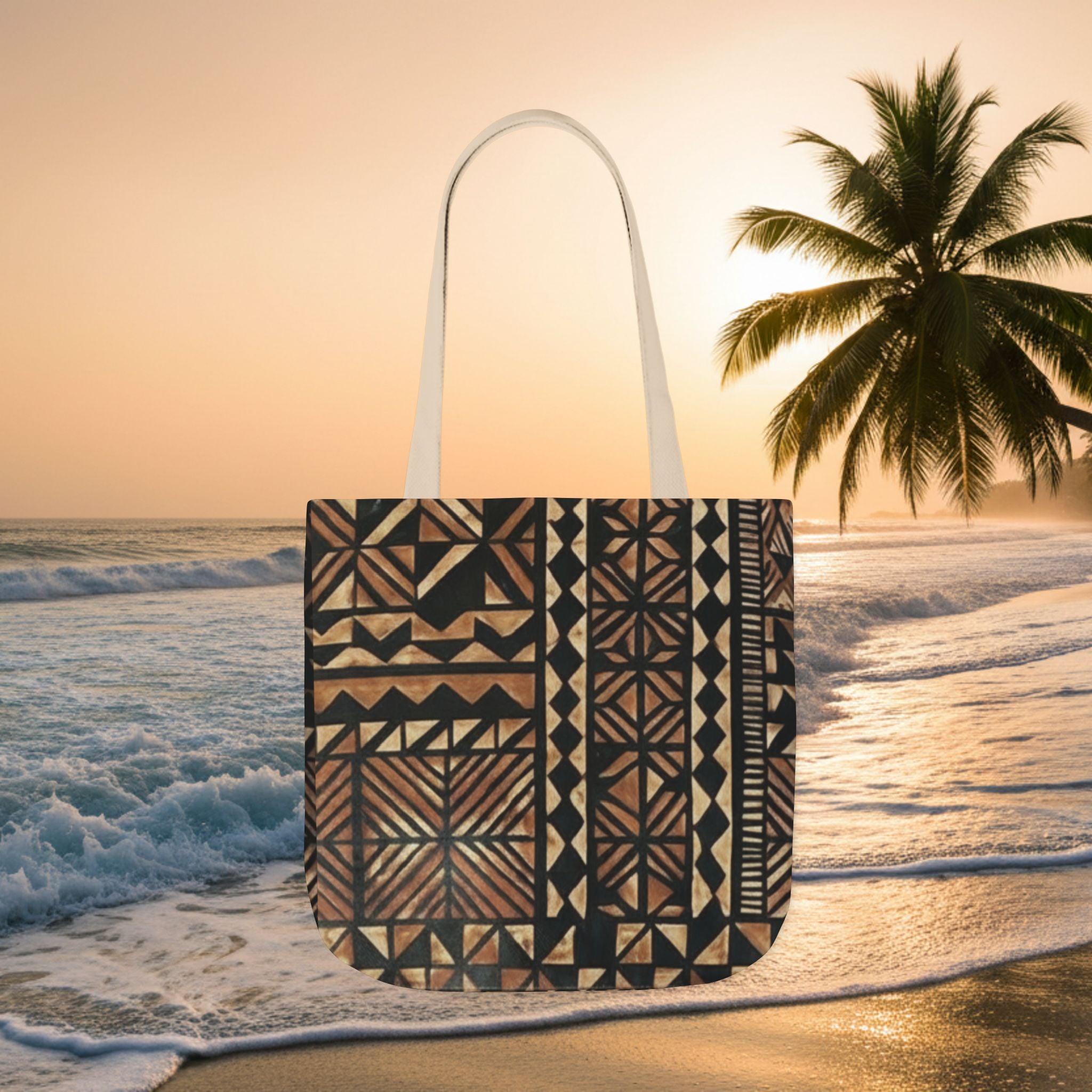 Tribal Pattern Canvas Tote Bag — Beach Market Tote Bag