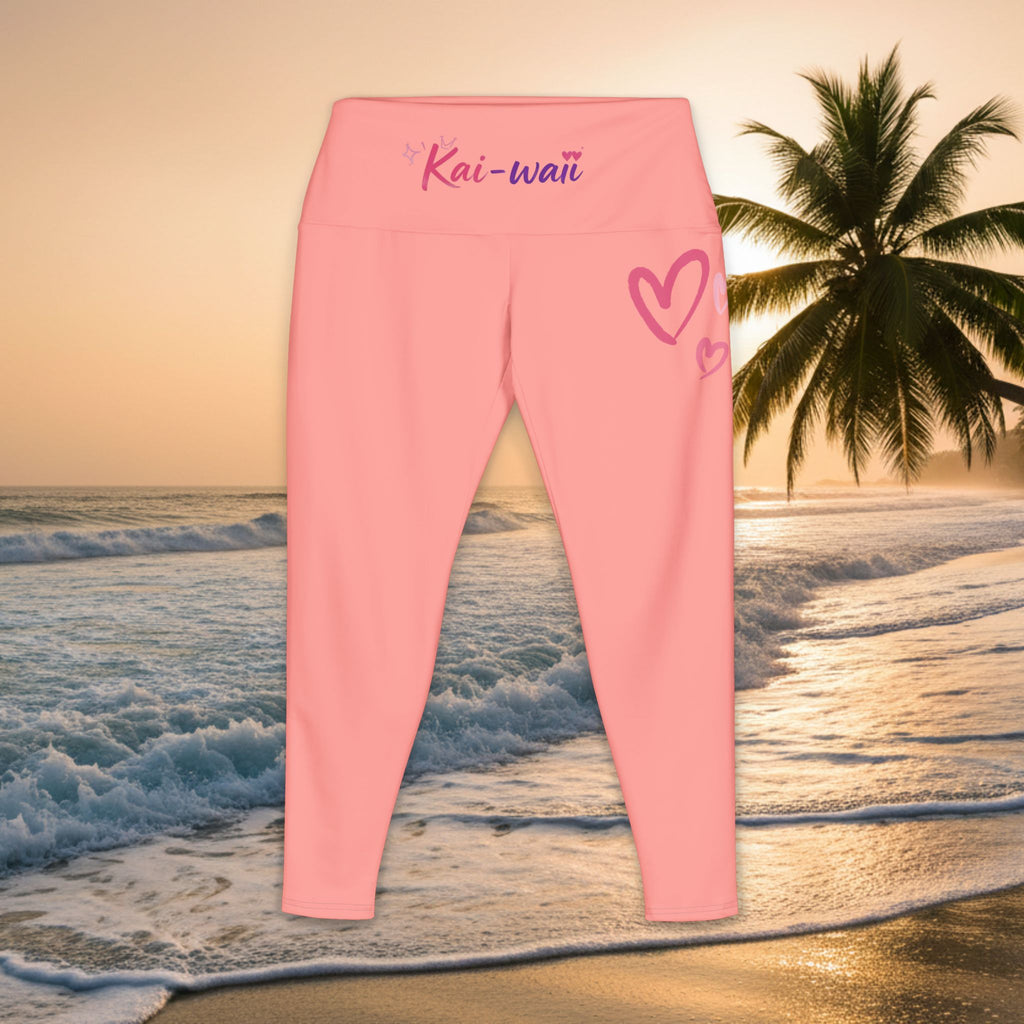 Kai-waii Coral Heart Yoga Pants — Women's High-Waist Active Leggings