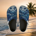 Tropical Wave EVA Clogs — Blue Palm Beach Garden Slip‑Ons