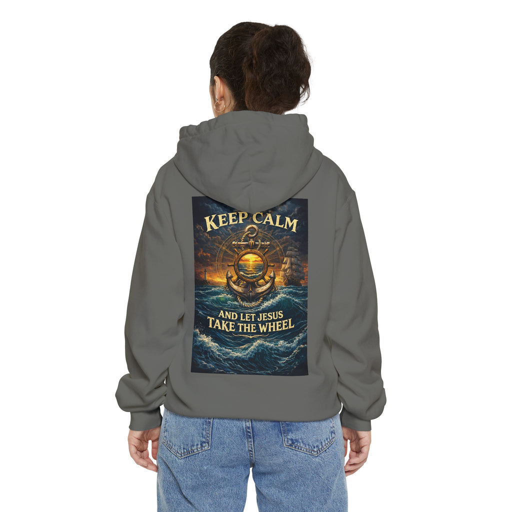 Hoodie - "Keep Calm and Let Jesus Take the Wheel" Nautical Graphic Hoodie