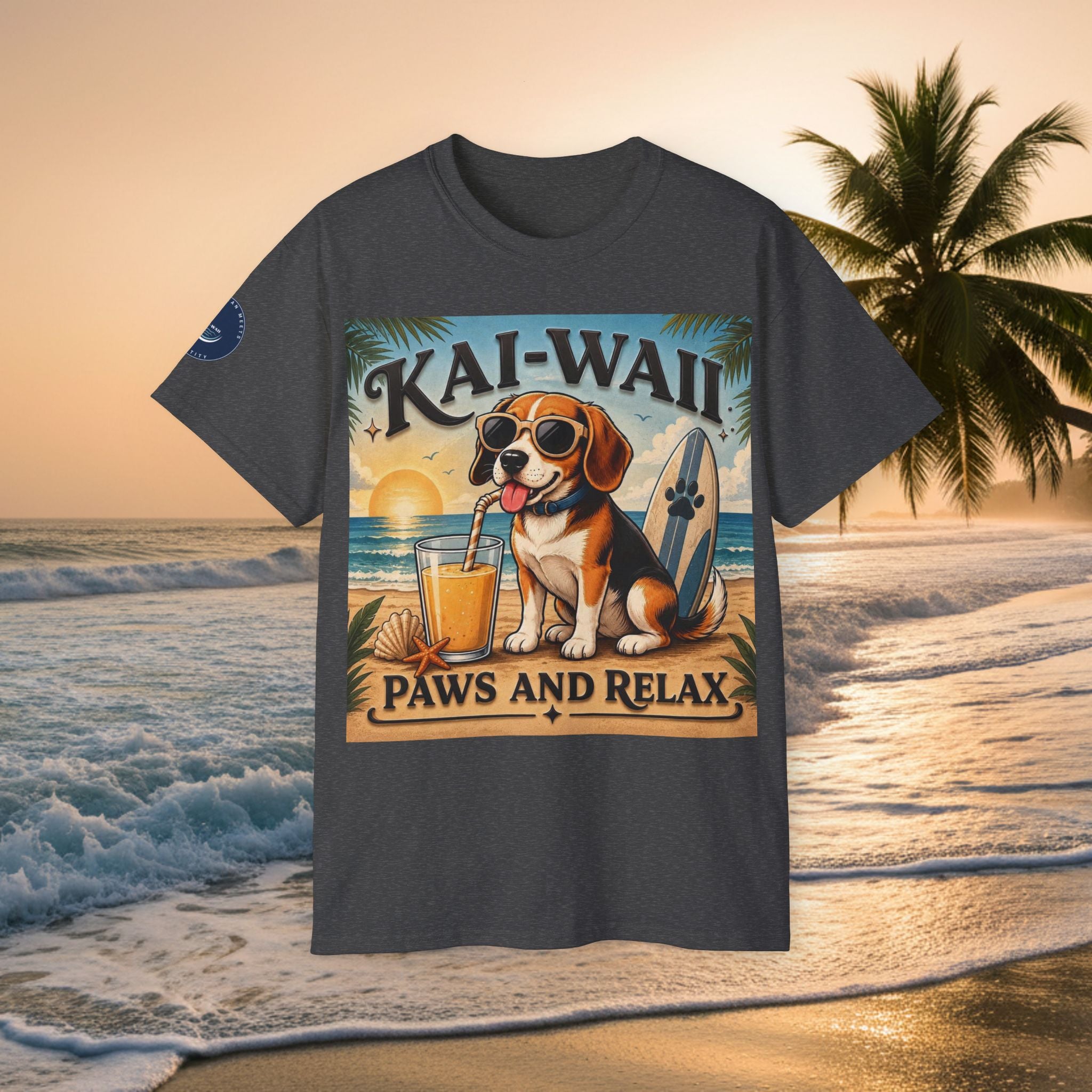 T-Shirt — KAI-WAII 'Paws and Relax' Beach Dog Graphic Tee