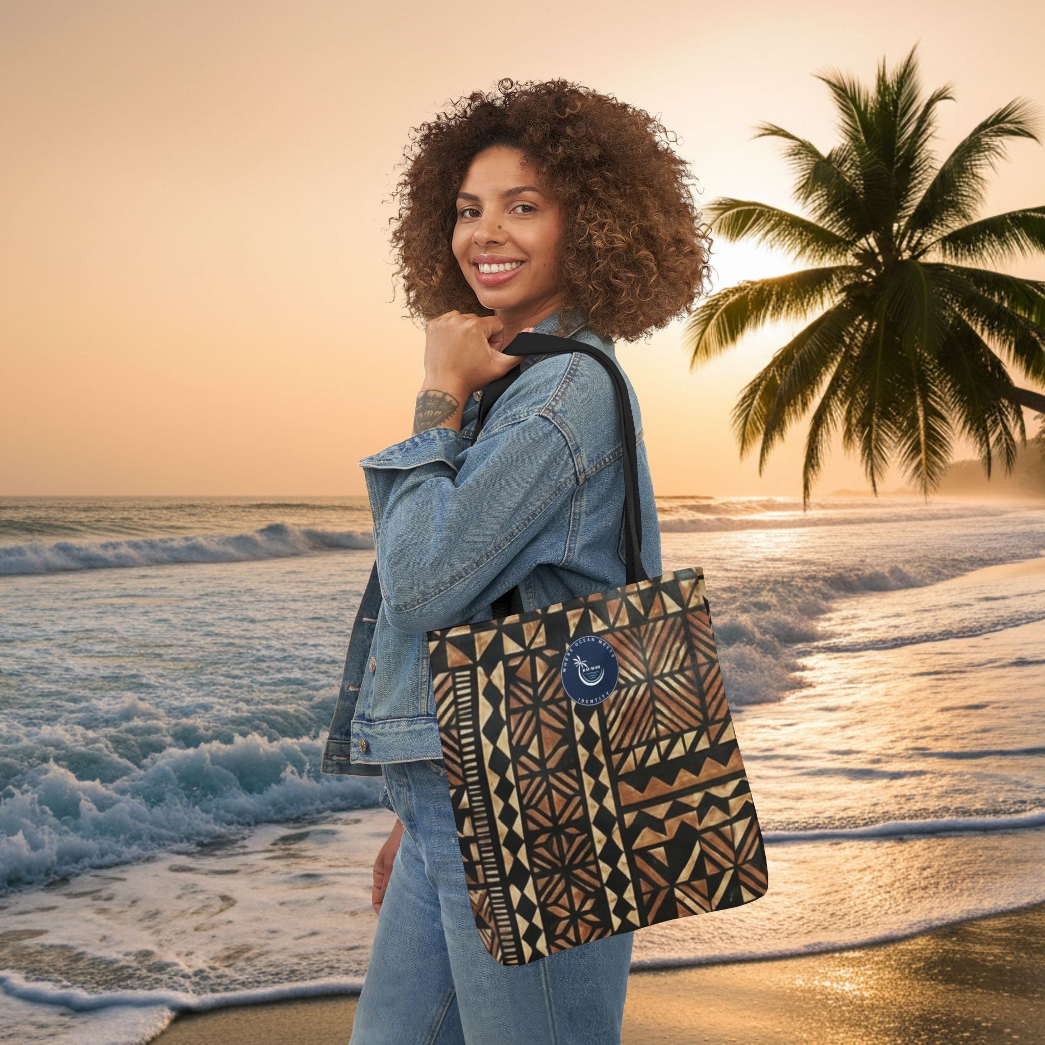 Tribal Pattern Canvas Tote Bag — Beach Market Tote Bag