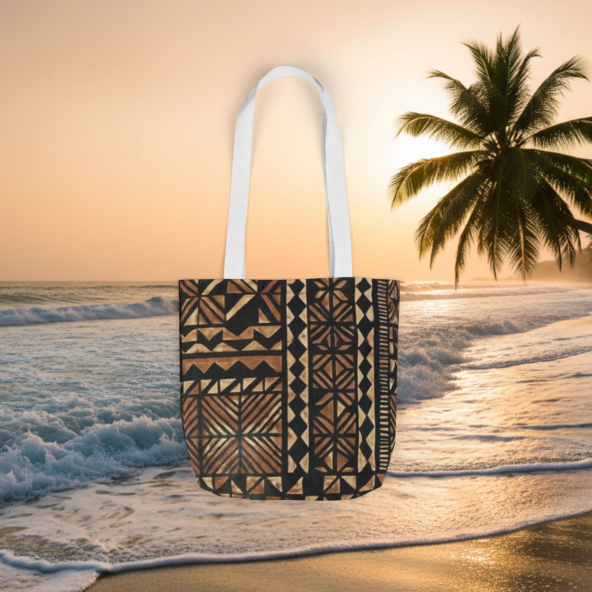 Tribal Pattern Canvas Tote Bag — Beach Market Tote Bag