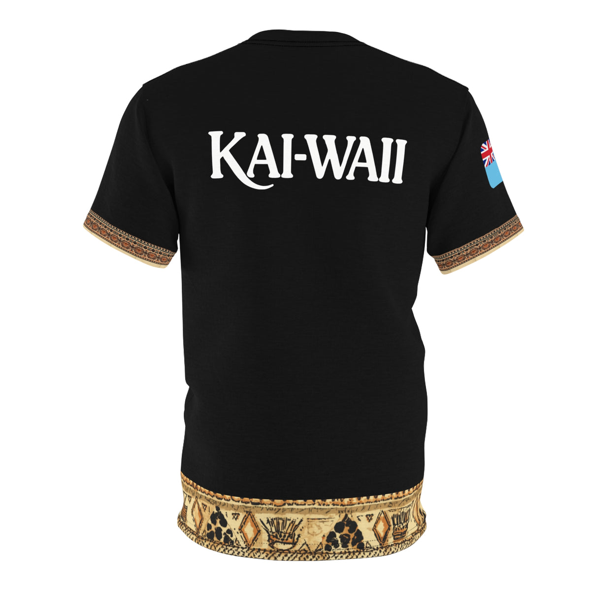 Tribal Accent Tee — Black All-Over Print with Heritage Border