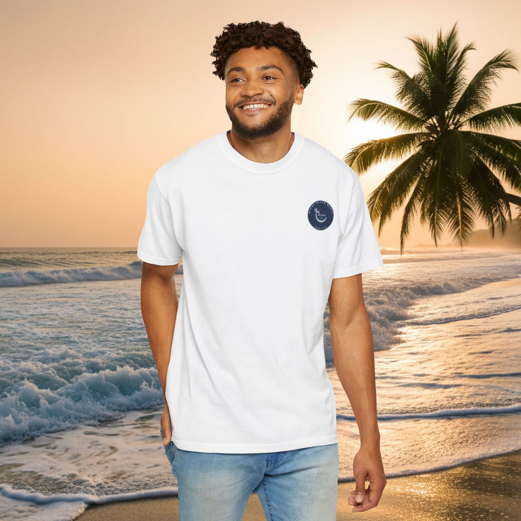 Graphic T-Shirt — "Shit I Don't Have Time For" Beach Sunset Crew Tee