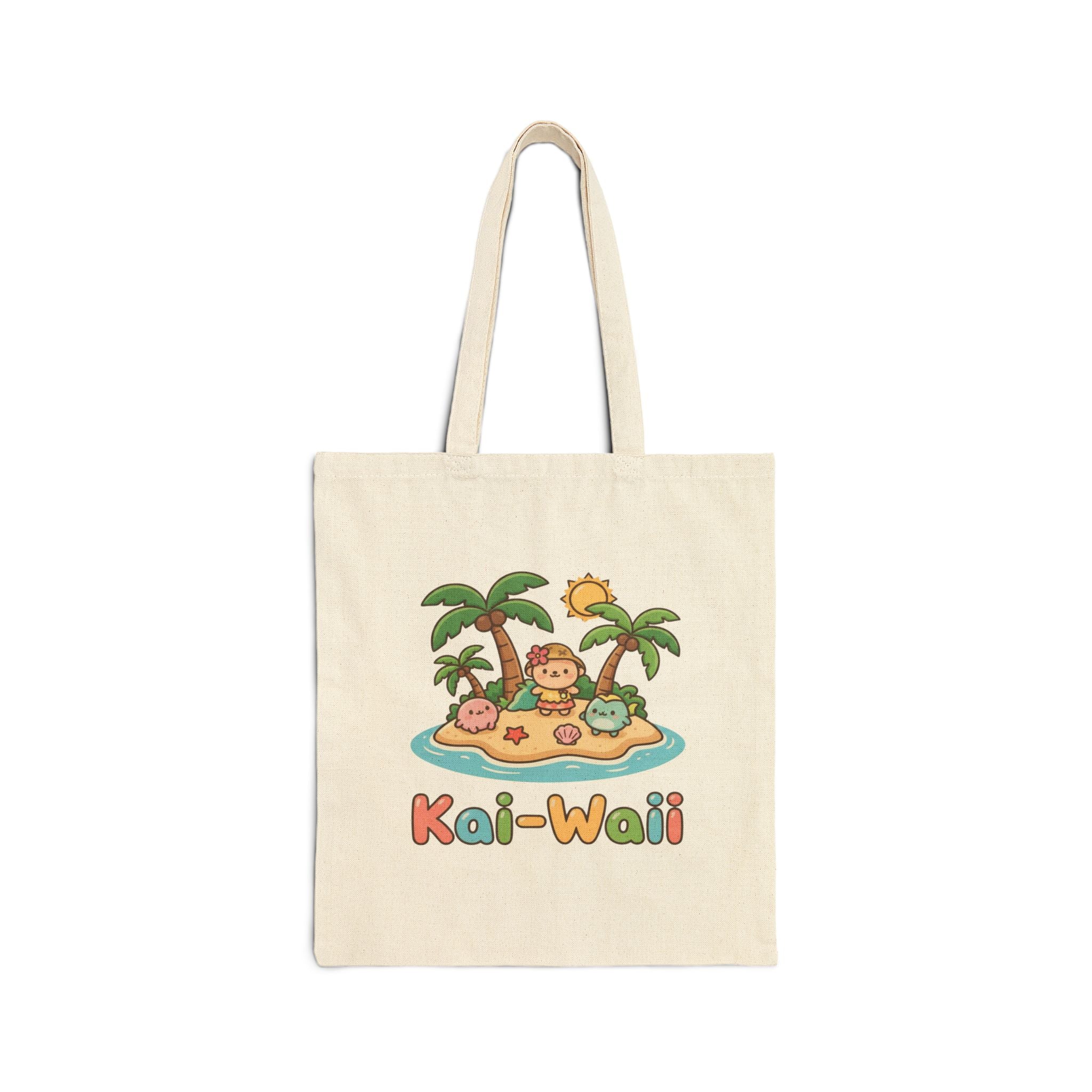 Kai-Waii Beach Tote Bag — Cute Island Cartoon Canvas Tote for Summer