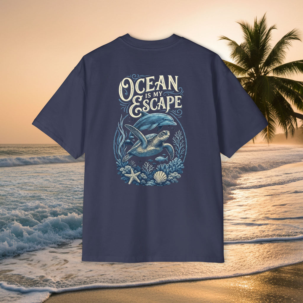 Ocean Is My Escape Tee — Men's Oversized Beach Graphic T-Shirt