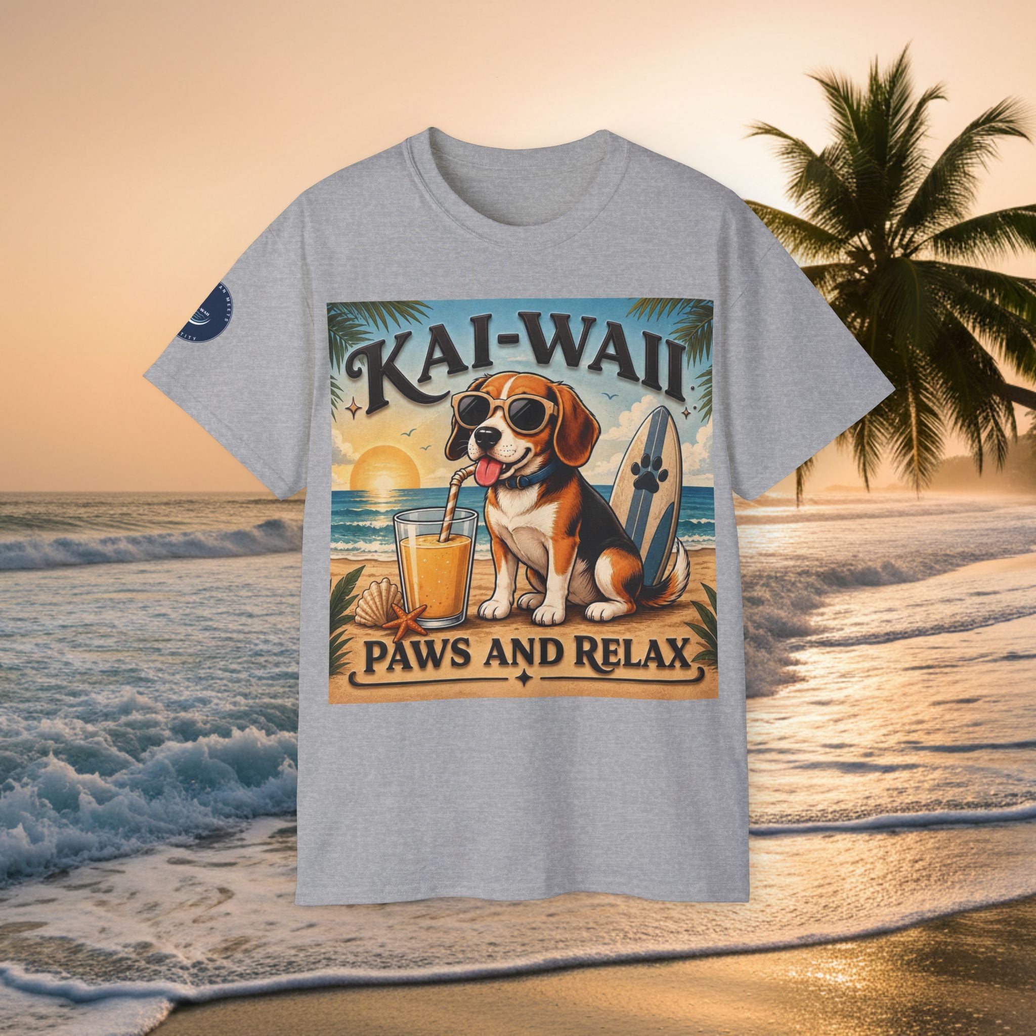 T-Shirt — KAI-WAII 'Paws and Relax' Beach Dog Graphic Tee