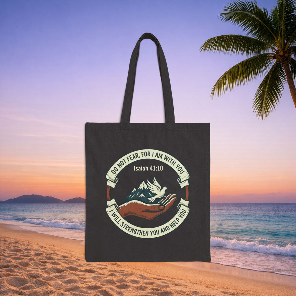 Isaiah 41:10 Canvas Tote Bag — "Do Not Fear, For I Am With You" Religious Faith Tote