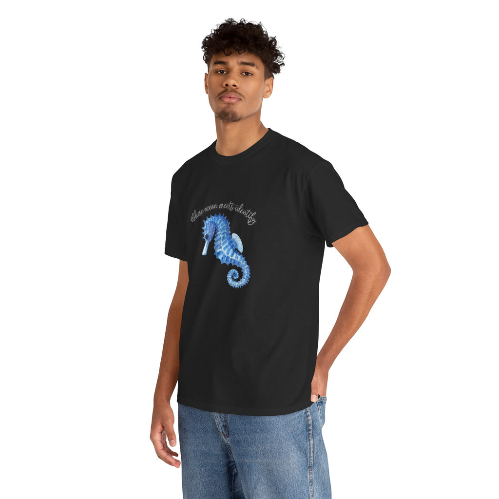 Seaside Seahorse T-Shirt — Blue Watercolor 'She Was Made Lovely' Tee