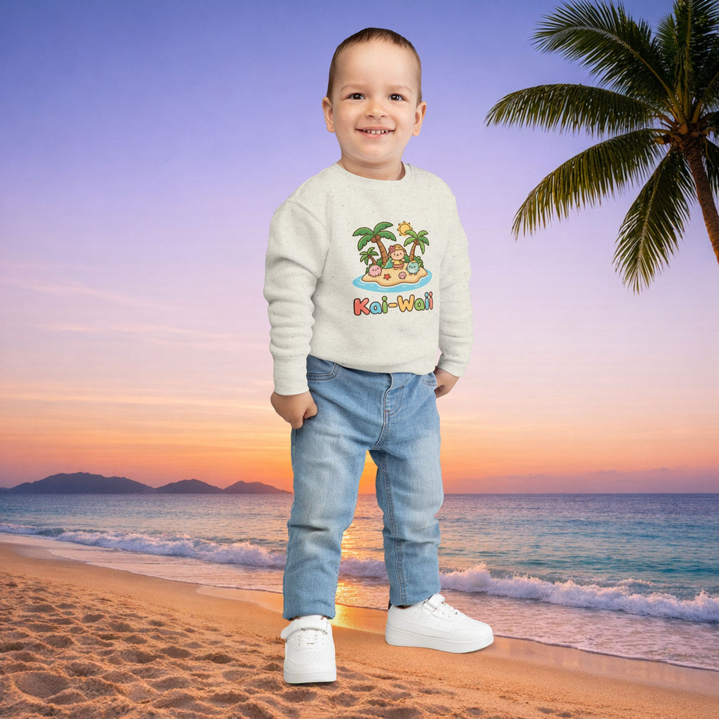 Kai-Waii Island Toddler Sweatshirt — Cute Hawaiian Palm Beach Graphic