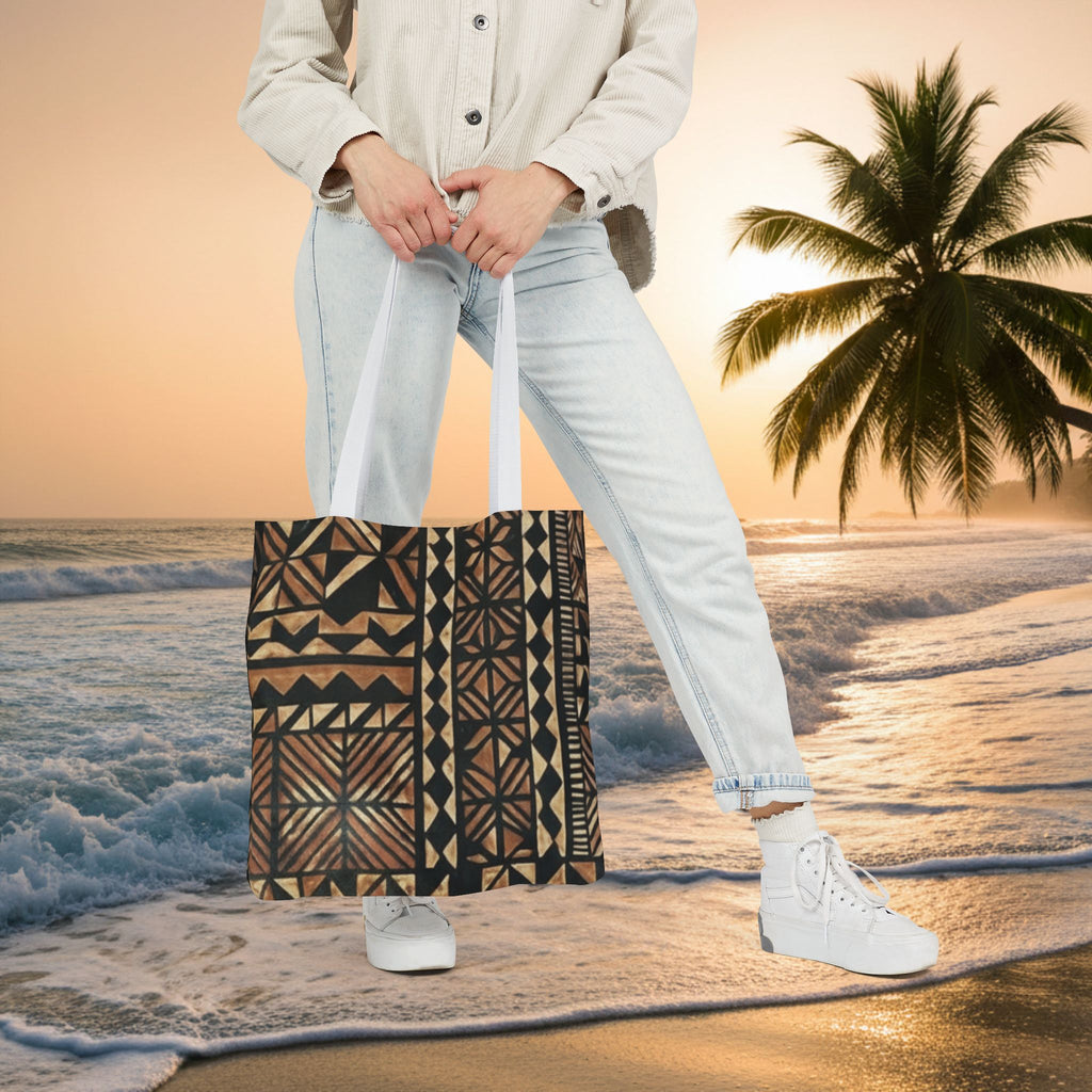 Tribal Pattern Canvas Tote Bag — Beach Market Tote Bag