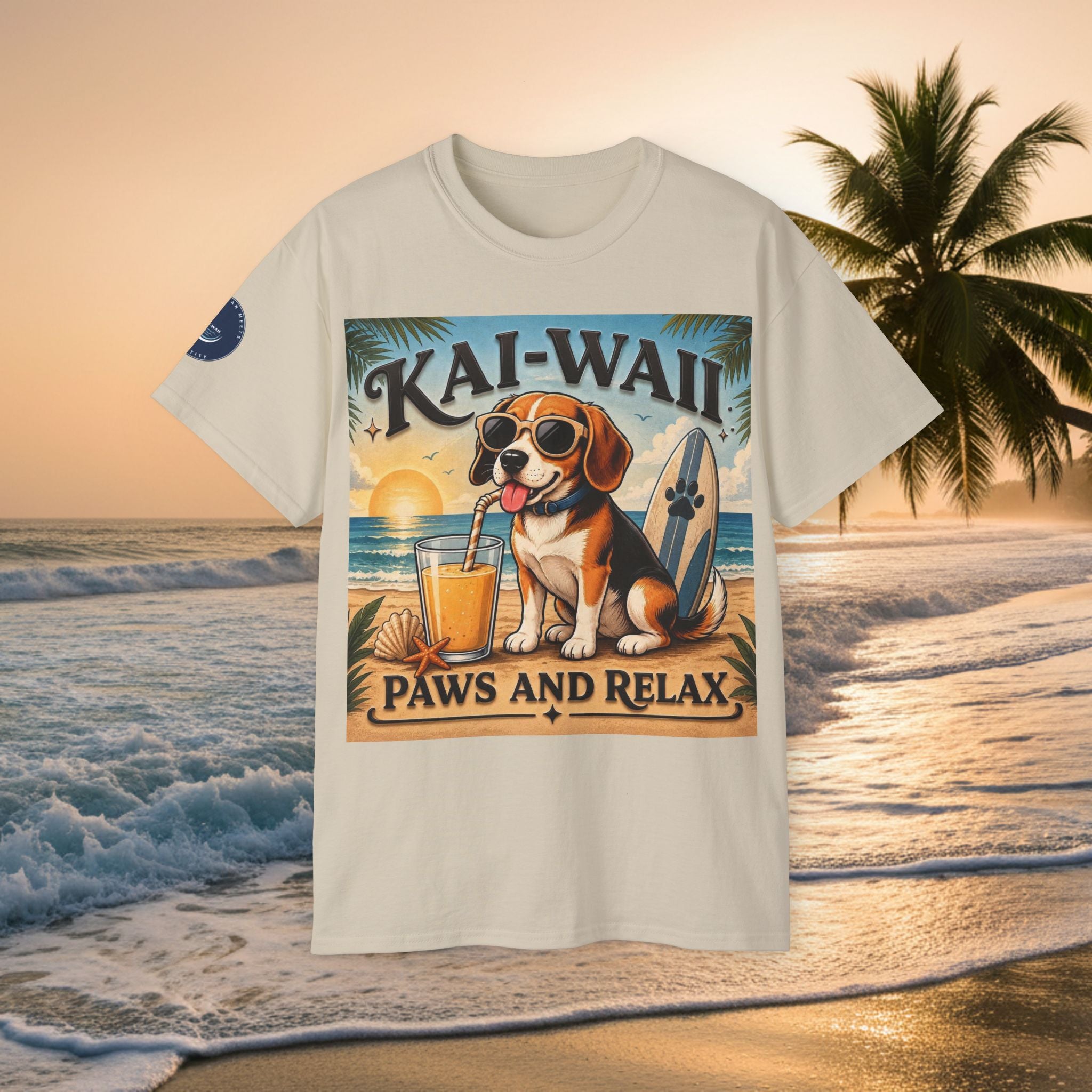 T-Shirt — KAI-WAII 'Paws and Relax' Beach Dog Graphic Tee